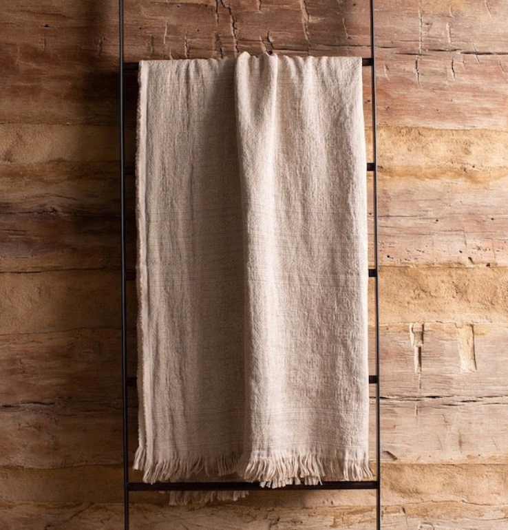 Uniq'uity Oujda Geometric Fringe Blanket in Organic Scandinavian Style - 75 x 51