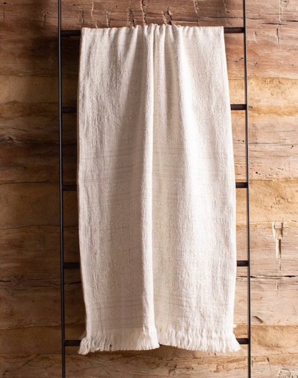 Uniq'uity Oujda Geometric Woven Throw with Fringe for Organic Scandinavian Style - 106 x 51