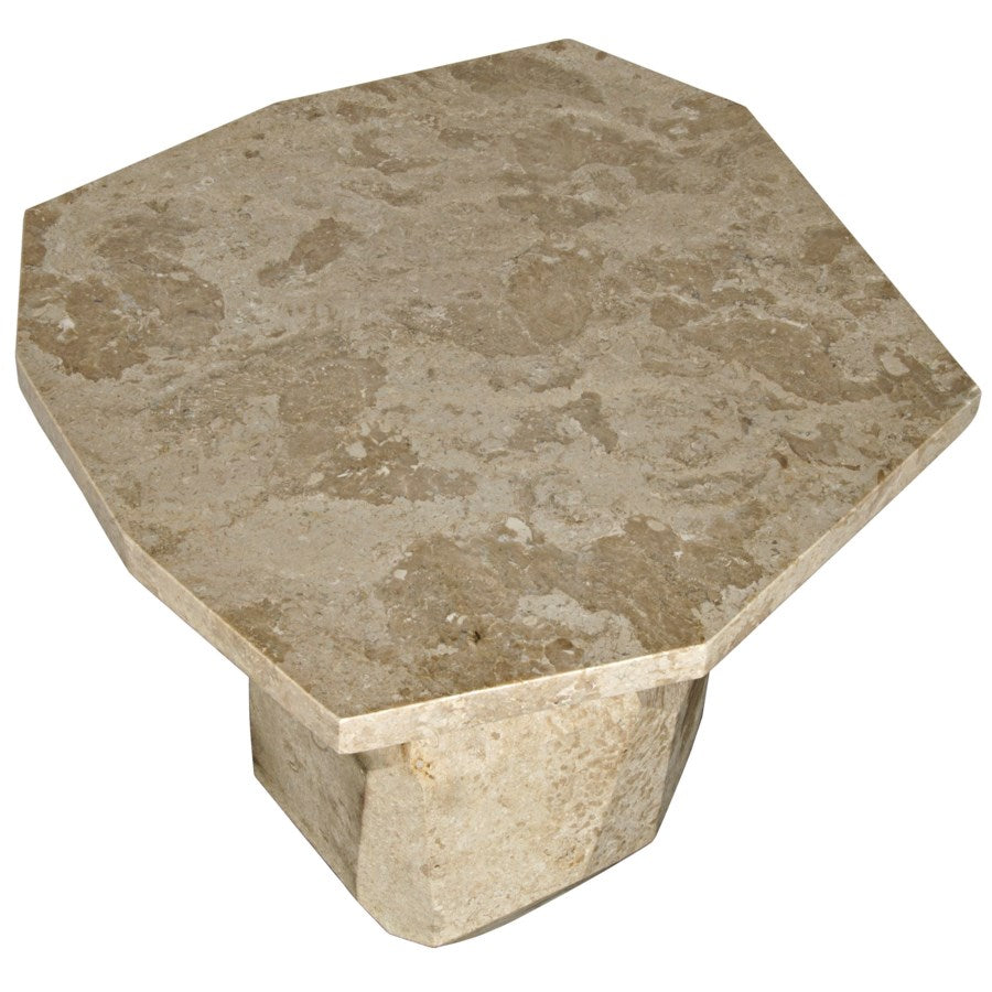 Polyhedron Side Table, White Marble