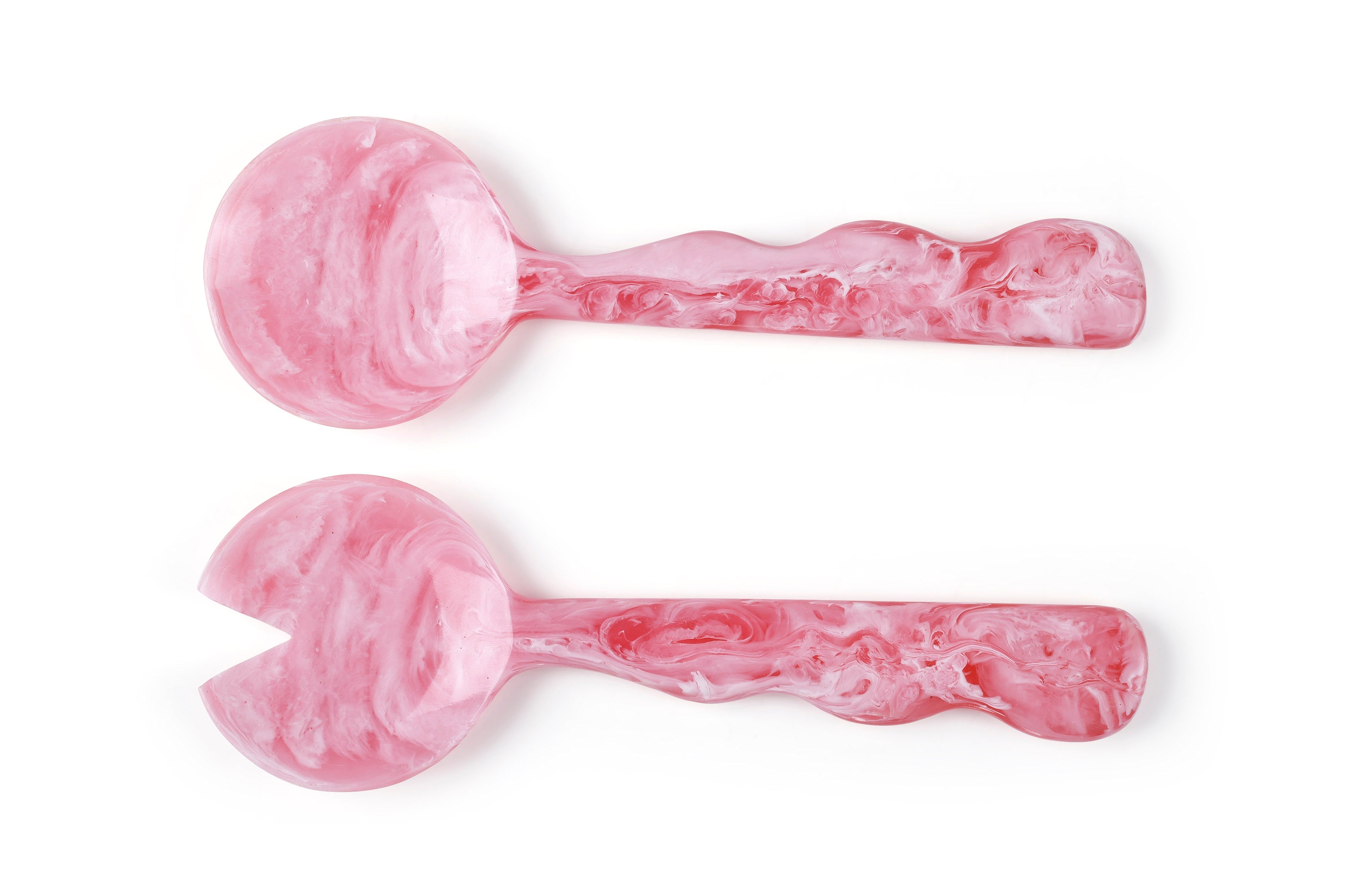 Handcrafted Resin Salad Server- Pink Set of 2 - 2 Quantity
