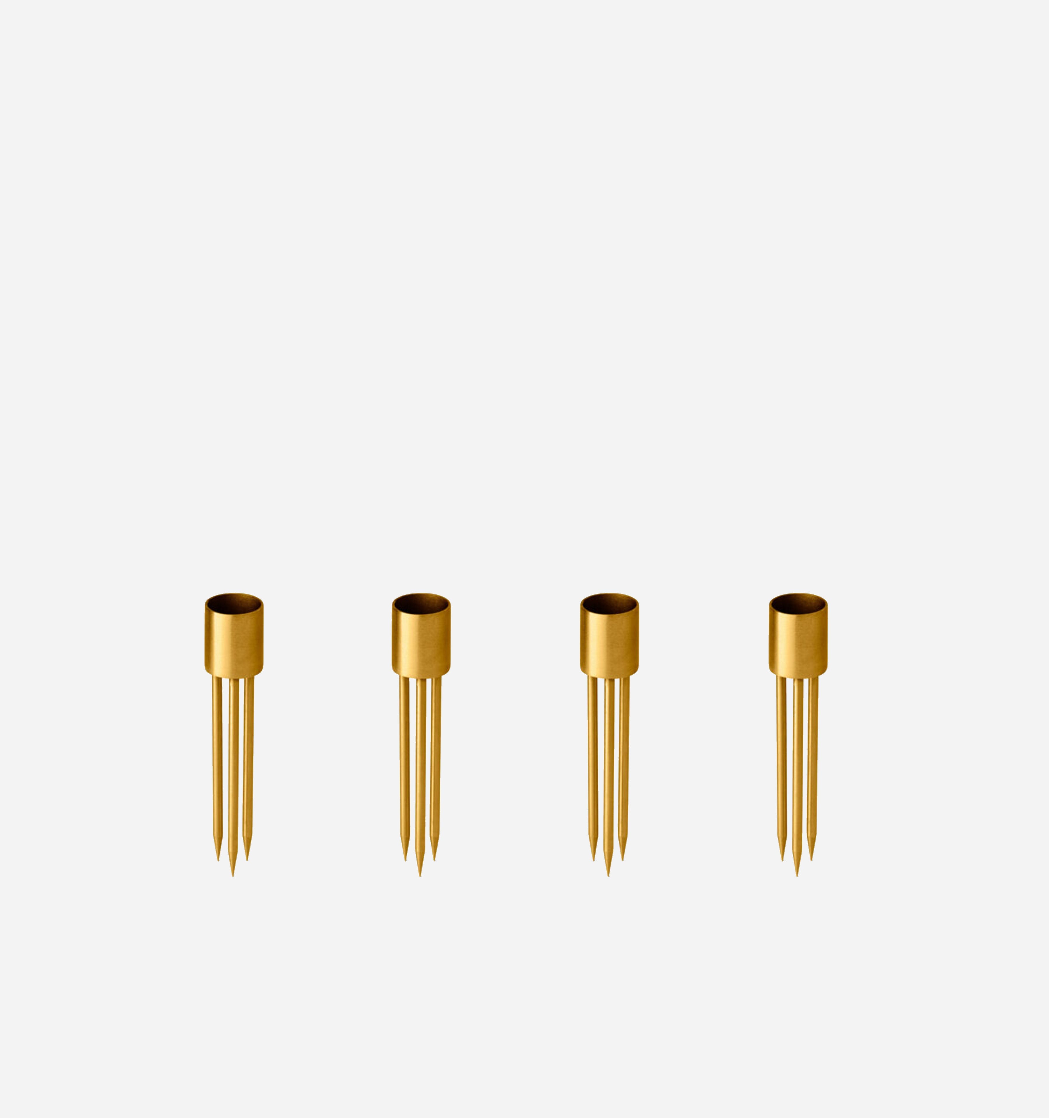 Ester & Erik Minimalist Gold Cylindrical Candlestick Set - Set of 4
