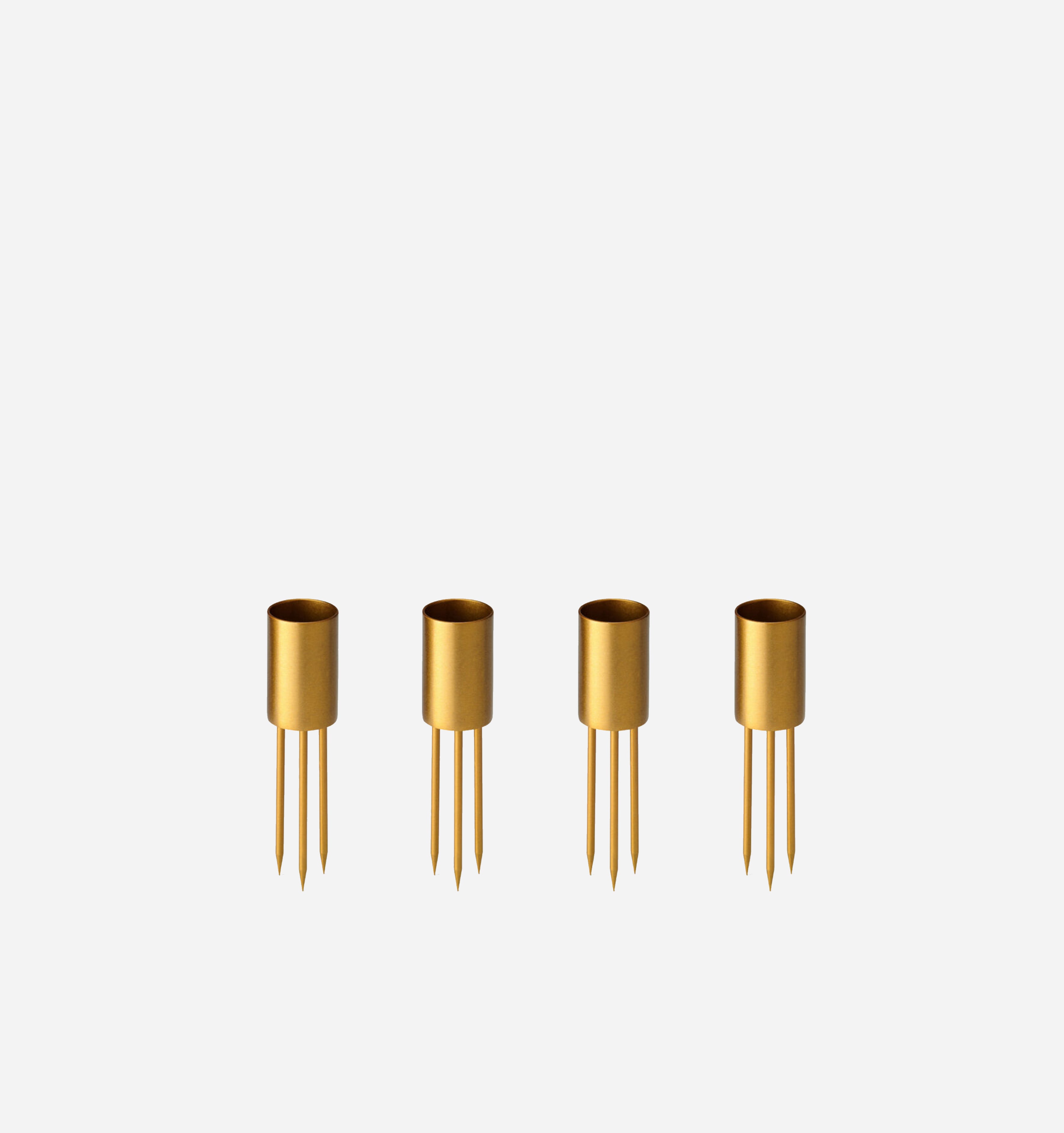 Ester & Erik Minimalist Gold Cylindrical Candlestick Set - Set of 4