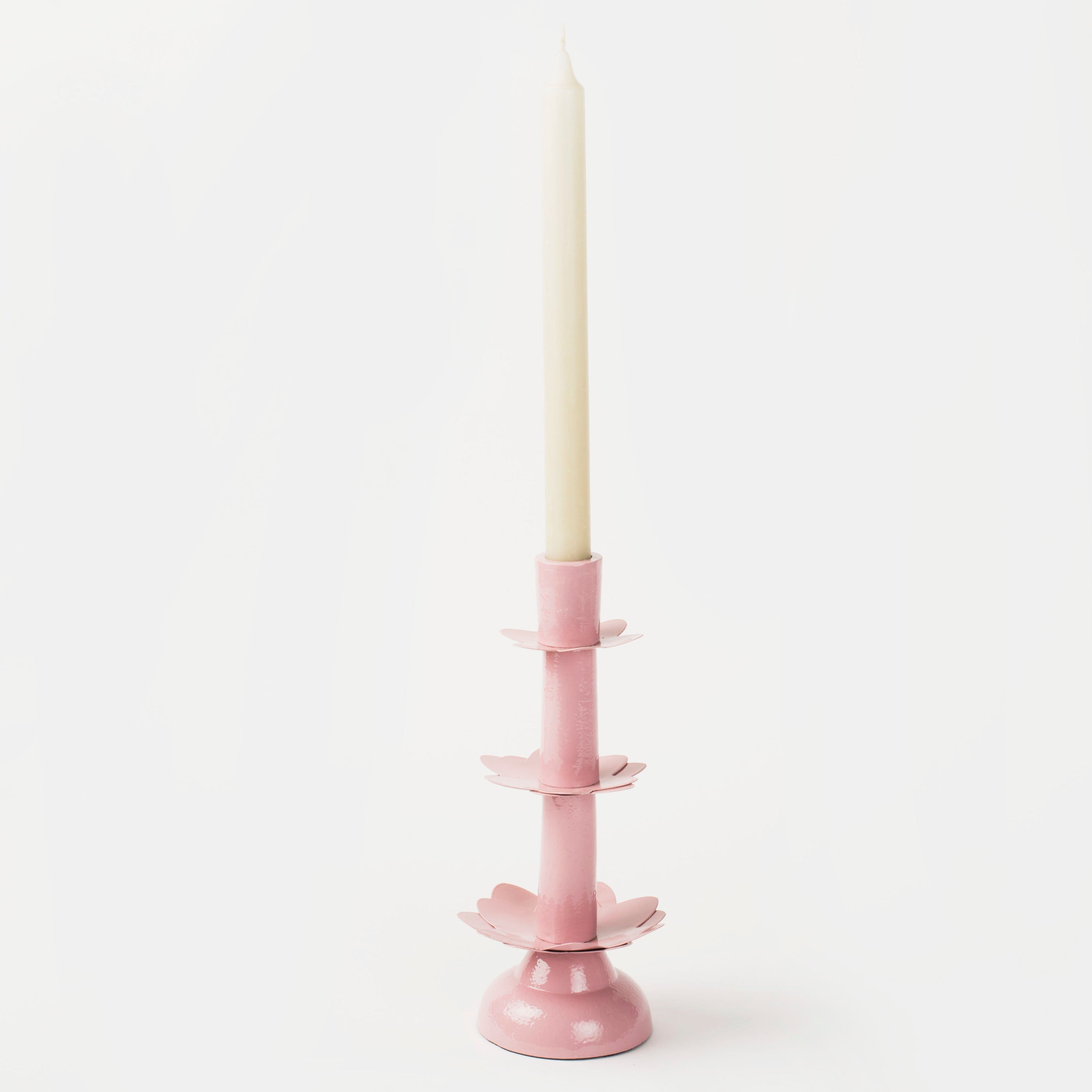 Lotus Bloom Tapered Pink Candleholders