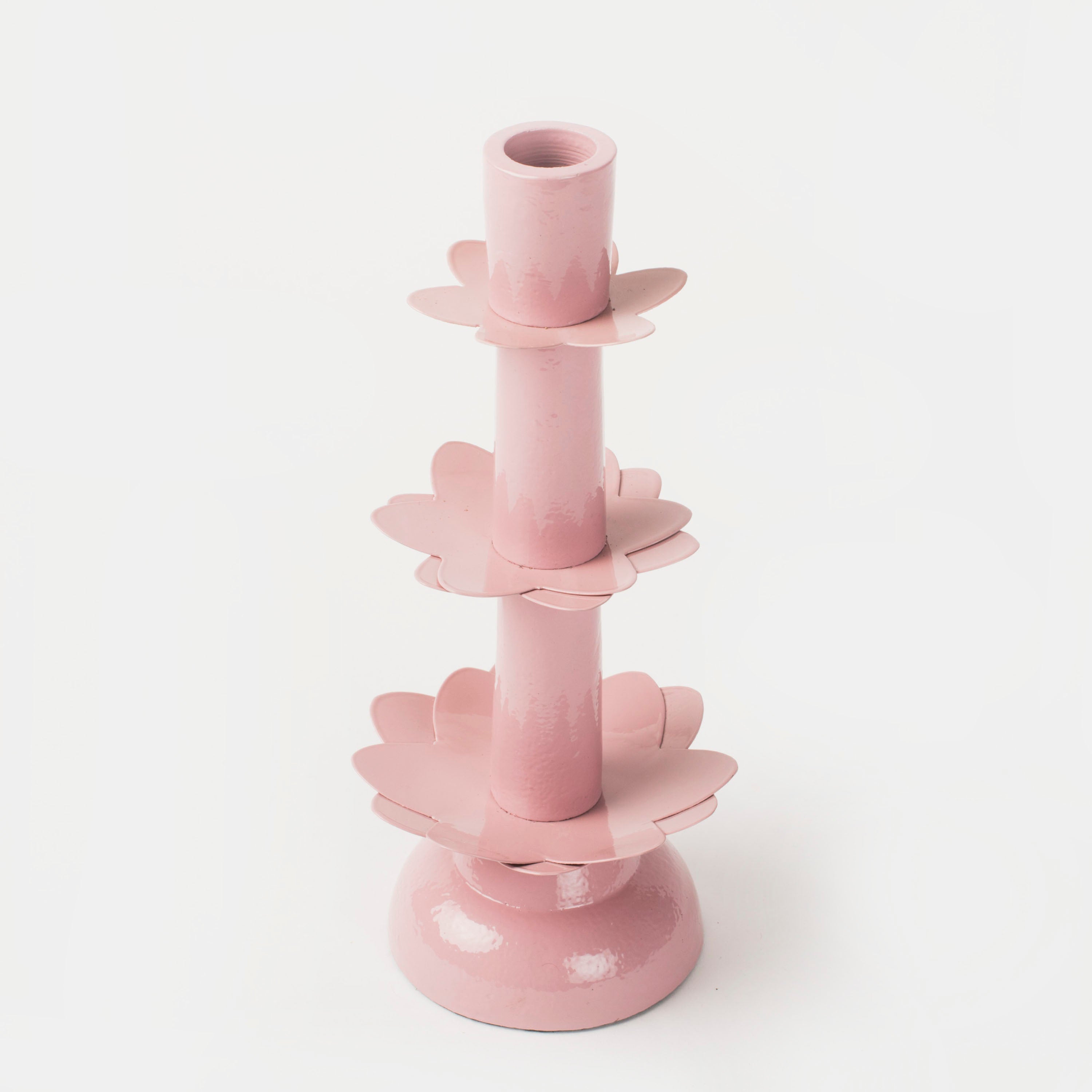 Lotus Bloom Tapered Pink Candleholders