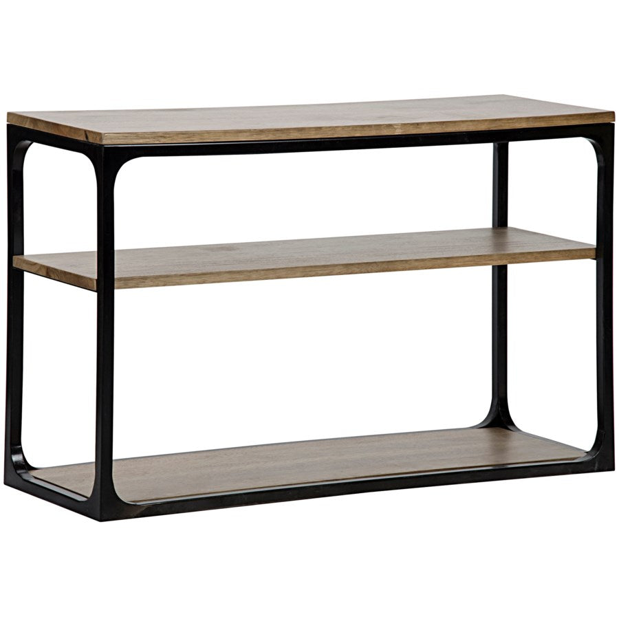 Small Novie Console with Black Metal, Walnut