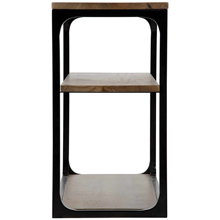 Small Novie Console with Black Metal, Walnut