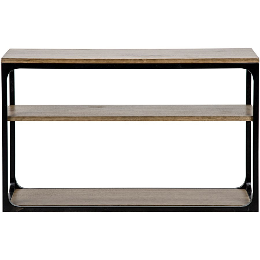Small Novie Console with Black Metal, Walnut