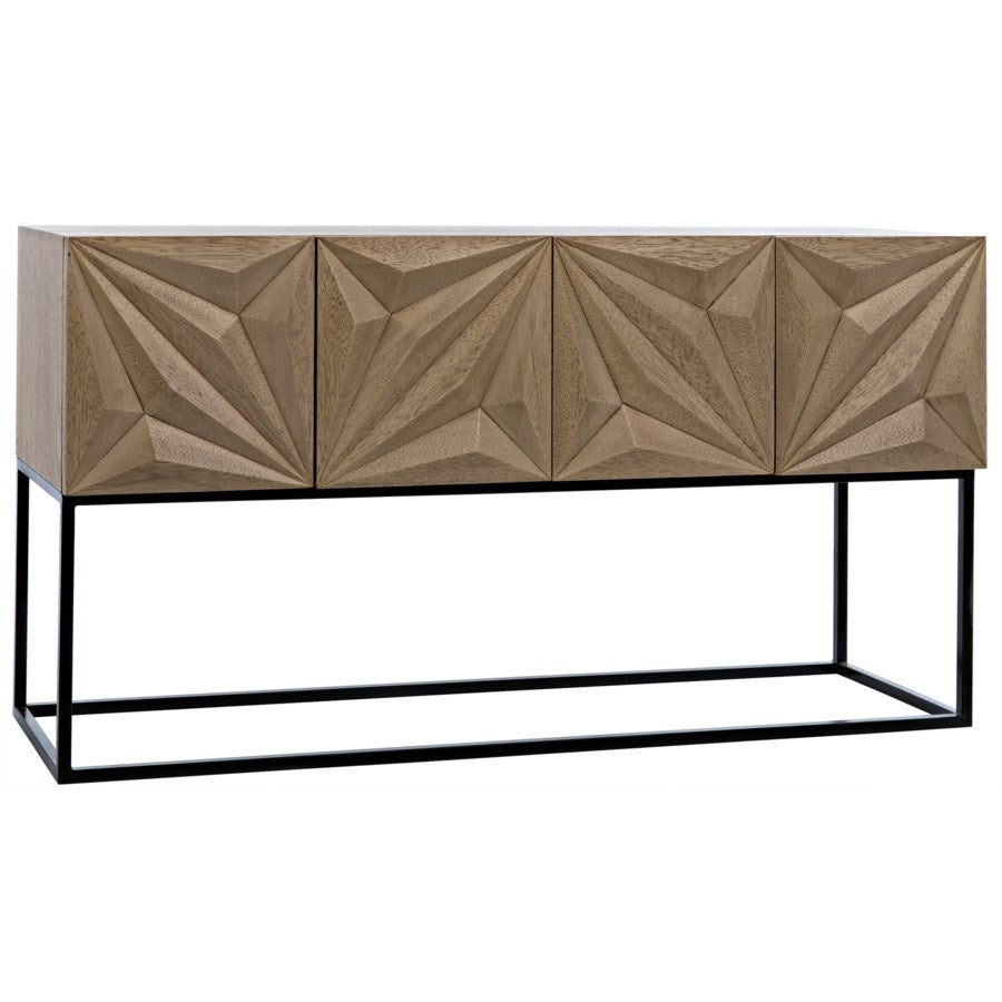 Zurich Console, Bleached Walnut with Metal