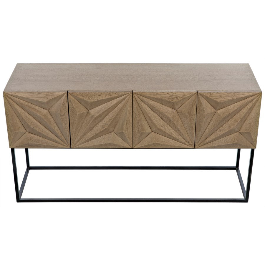 Zurich Console, Bleached Walnut with Metal