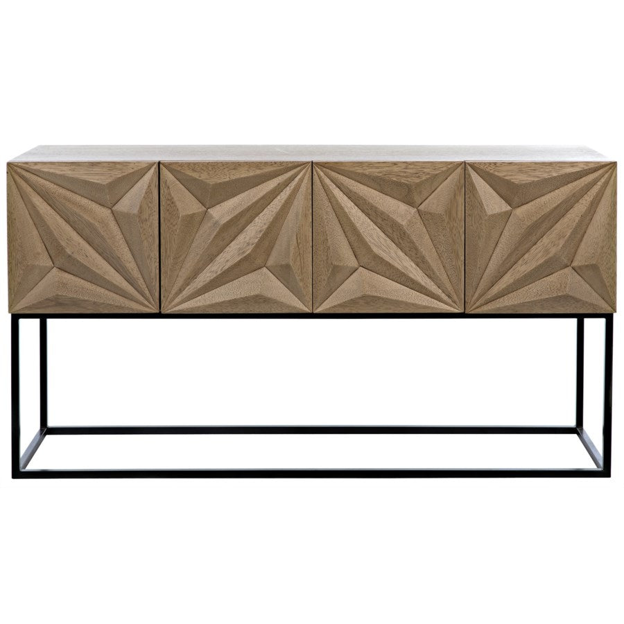 Zurich Console, Bleached Walnut with Metal