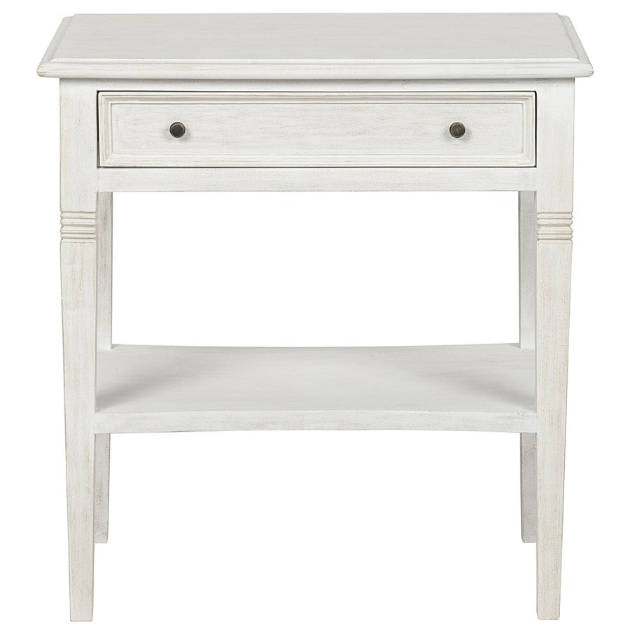 Oxford 1-Drawer Side Table, White Wash