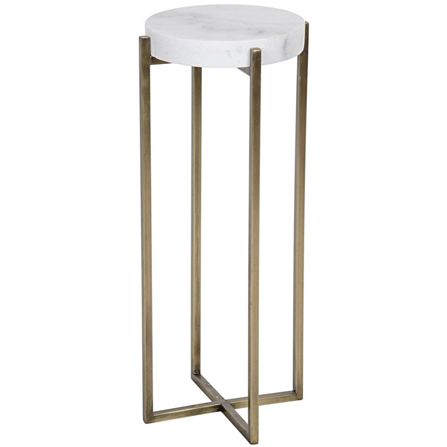 Soho Side Table, Antique Brass, Metal and Quartz