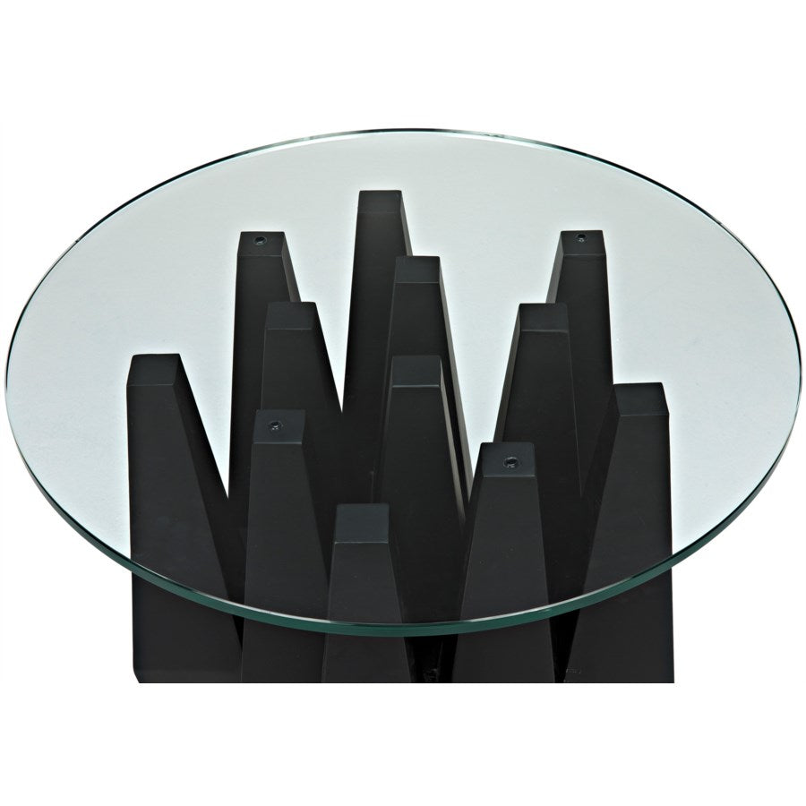 Soldier Side Table, Black Metal w/Glass Top