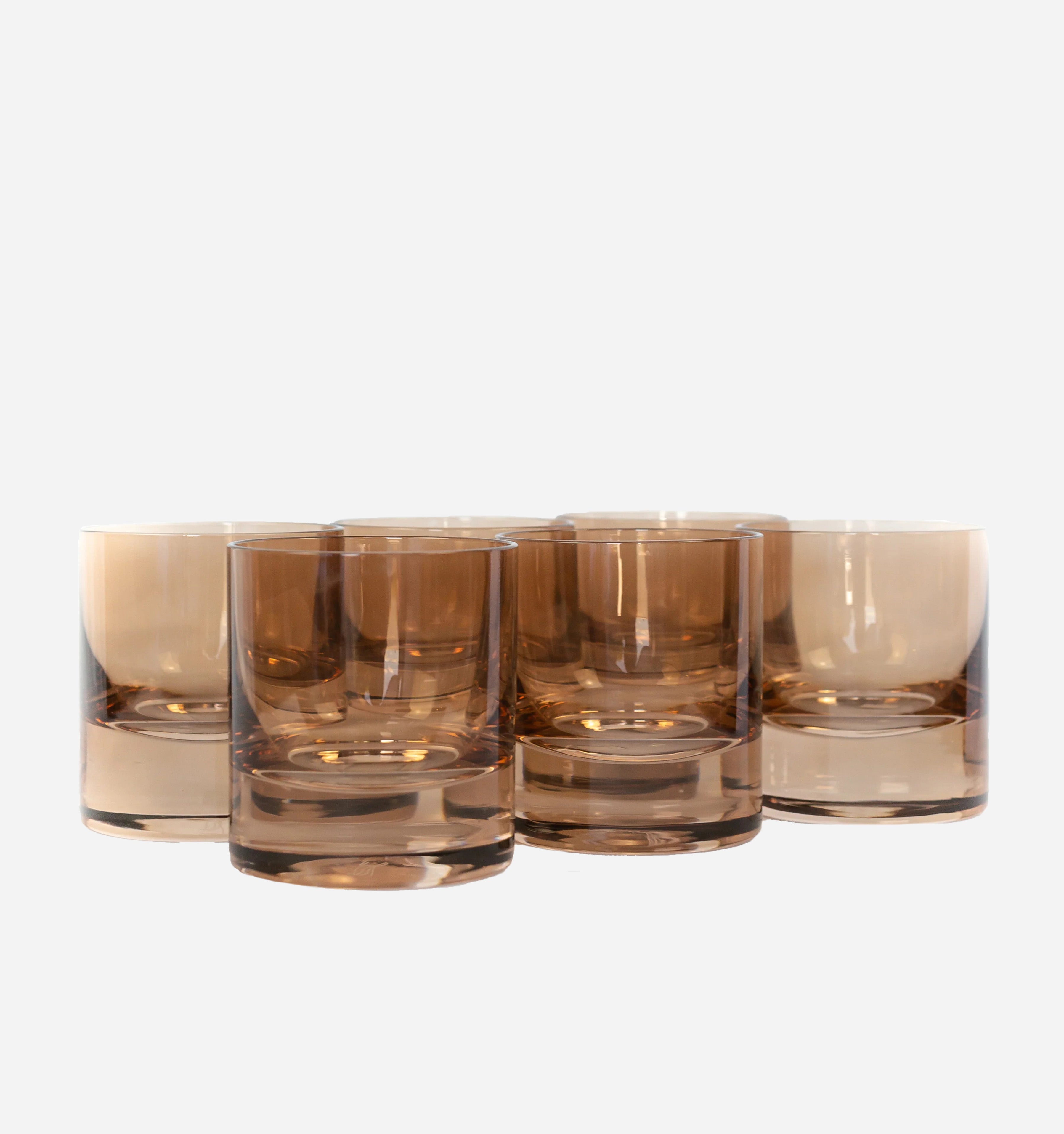 Estelle Colored Glass Everyday Amber Smoke Shiny Glassware - Set of 6