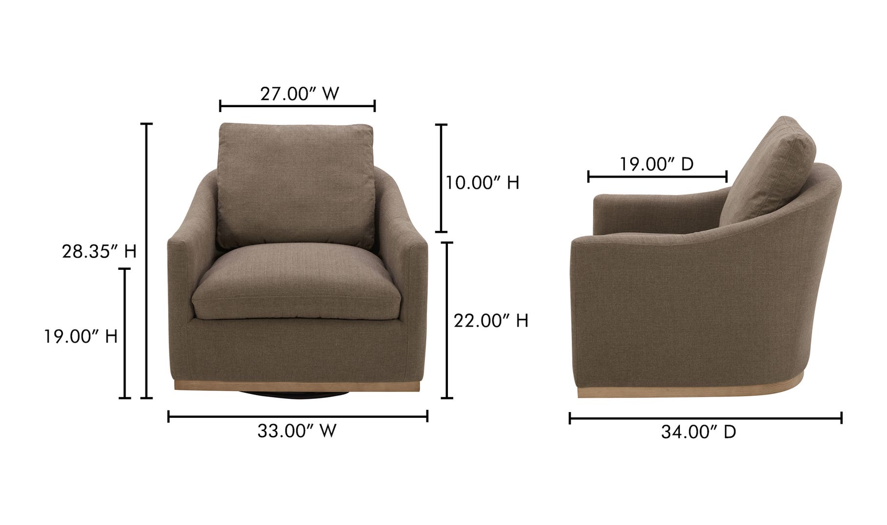 Linden Swivel Chair, Soft Taupe