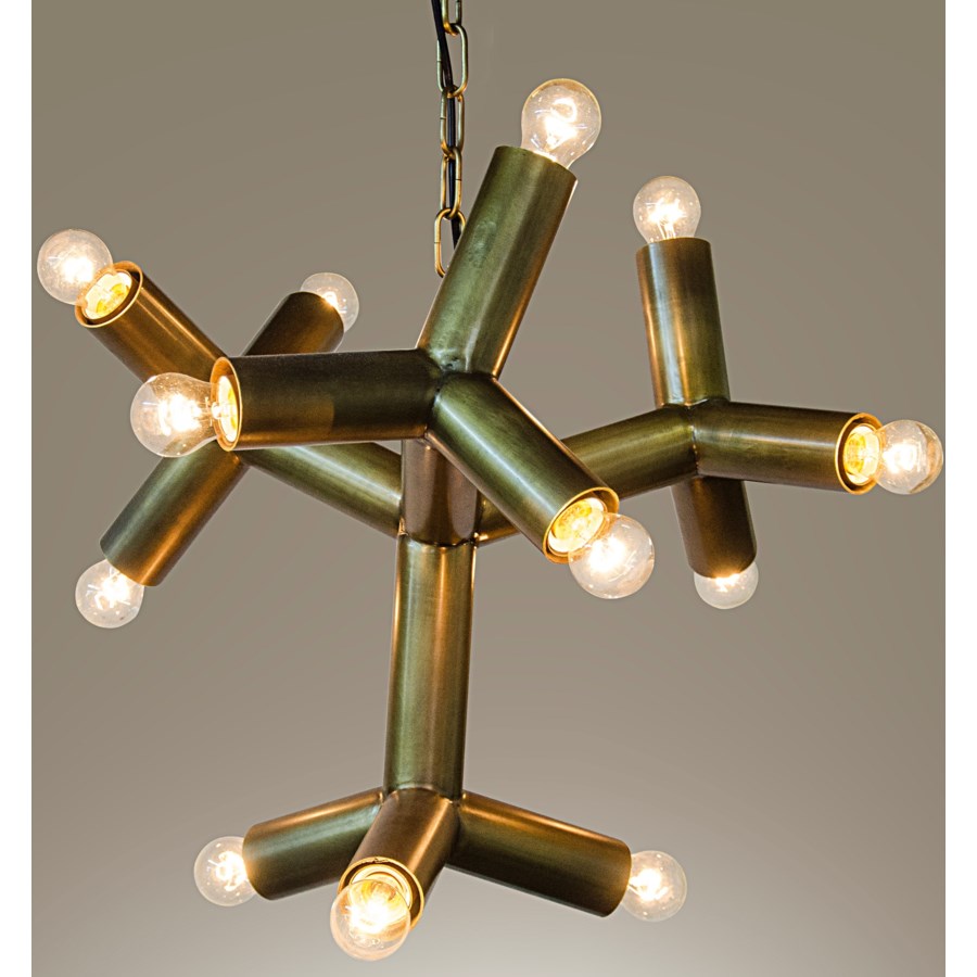 Snow Flake Chandelier, Antique Brass