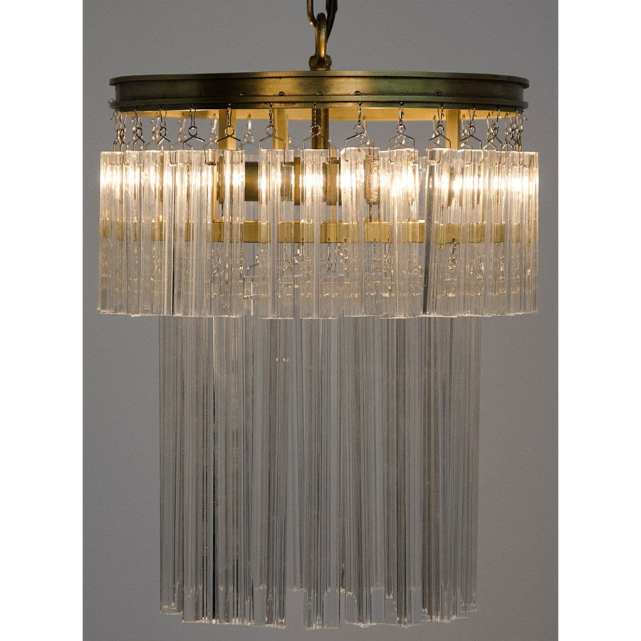 Toby Chandelier, Antique Brass, Metal and Crystal