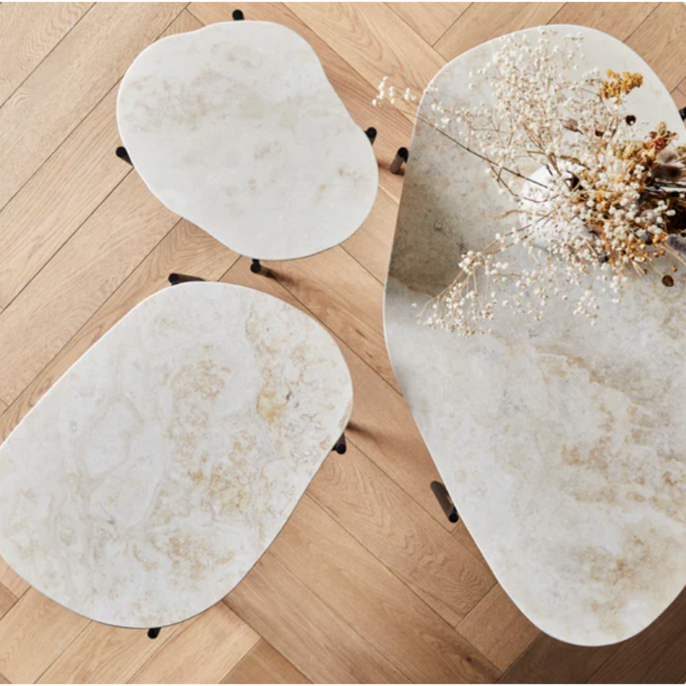 Minimalist Freeform Nesting Table with Slim Legs