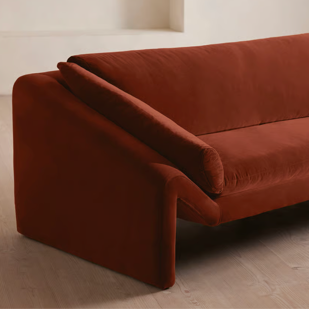 Minimalist Amble Standard Sofa with Curved Armrests