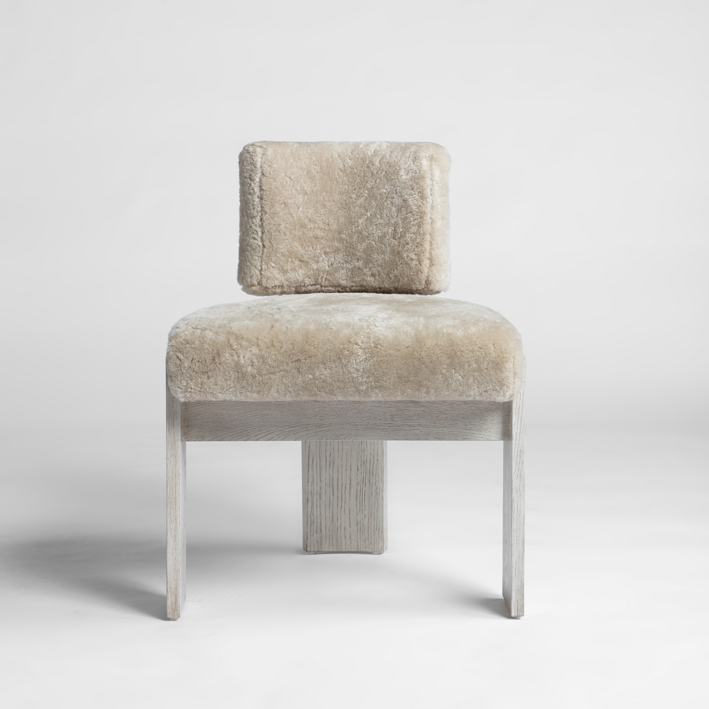 C Back Armless Chair, Sand Oak with Dusty Beige Shearling, Available Now (QTY 4)