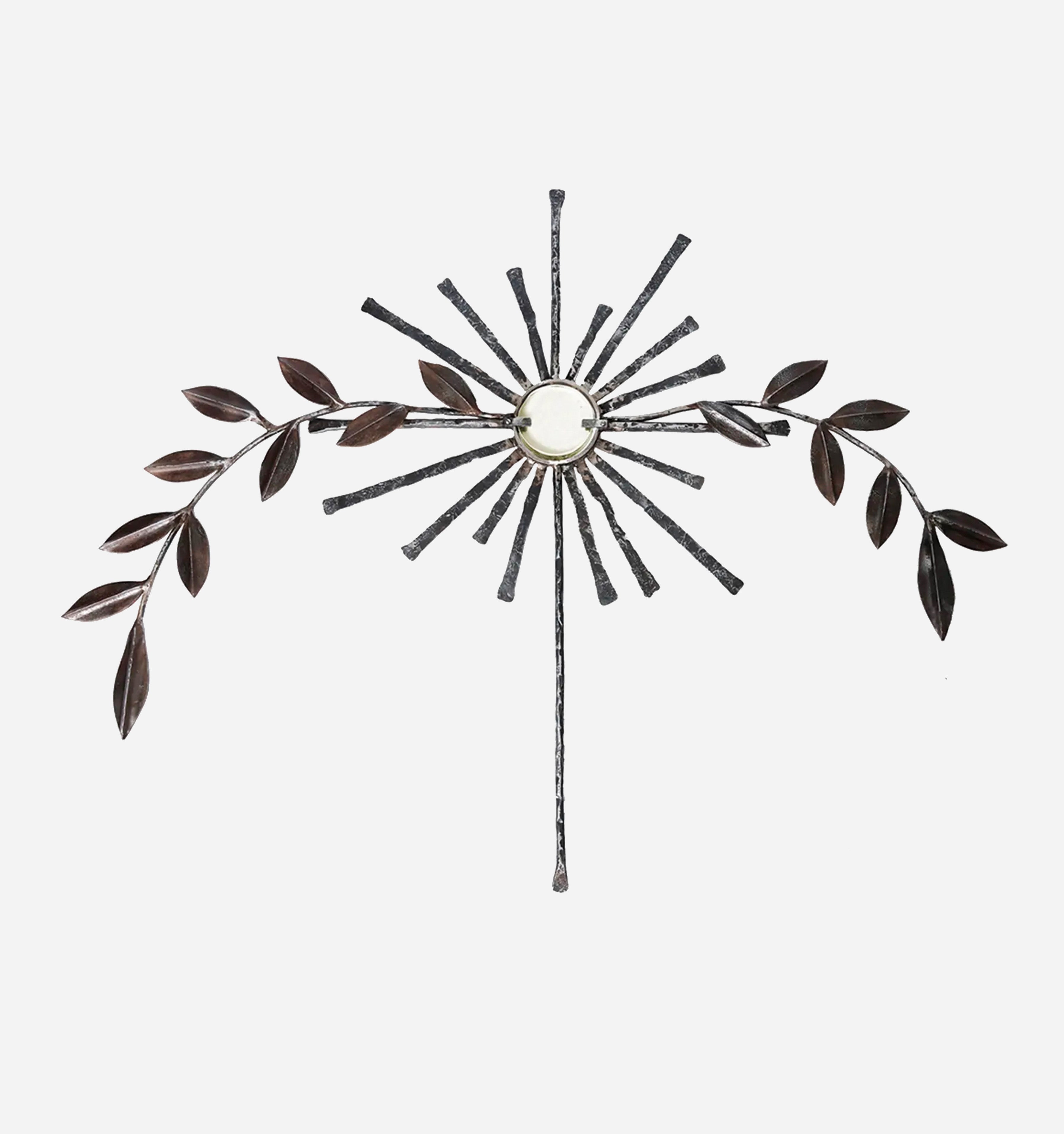 Organic Handcrafted Iron Sculpture with Abstract Carving