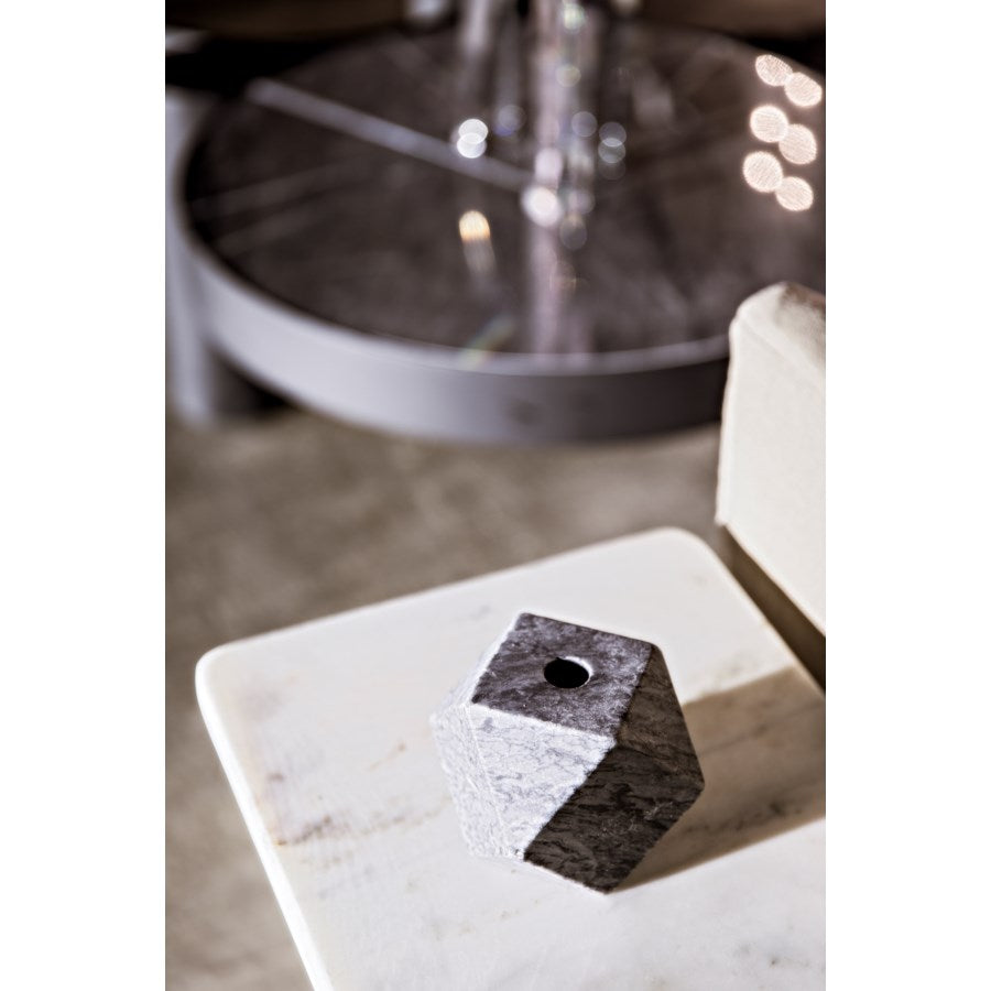 Polyhedron Decorative Candle Holder, Set of 4, Black Marble