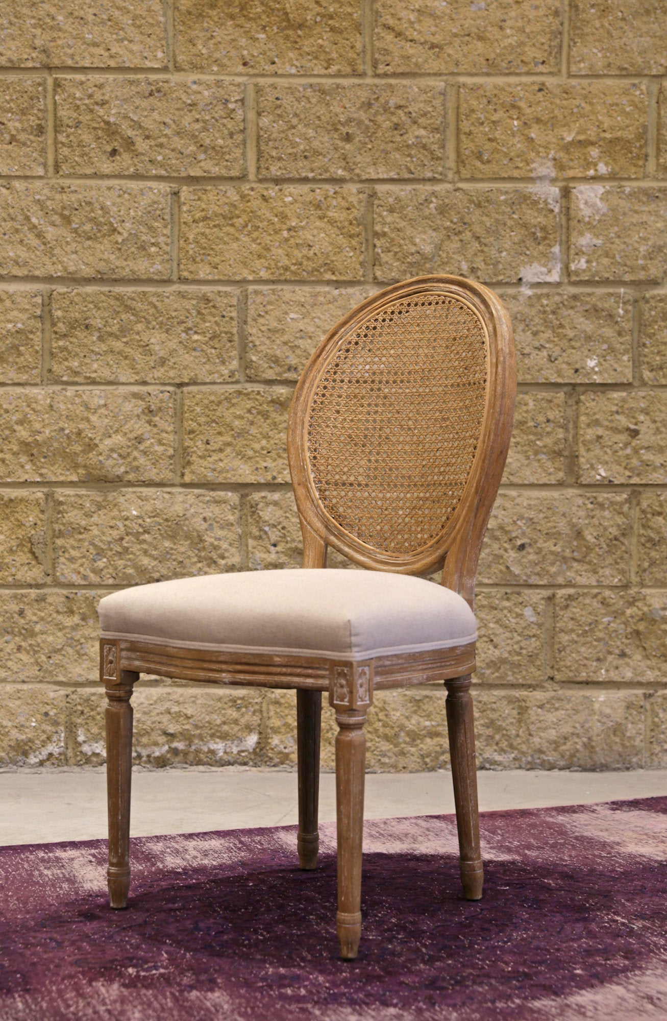 Napoleon Dining Chair W/ Cane Back - Antique Linen Set of 2