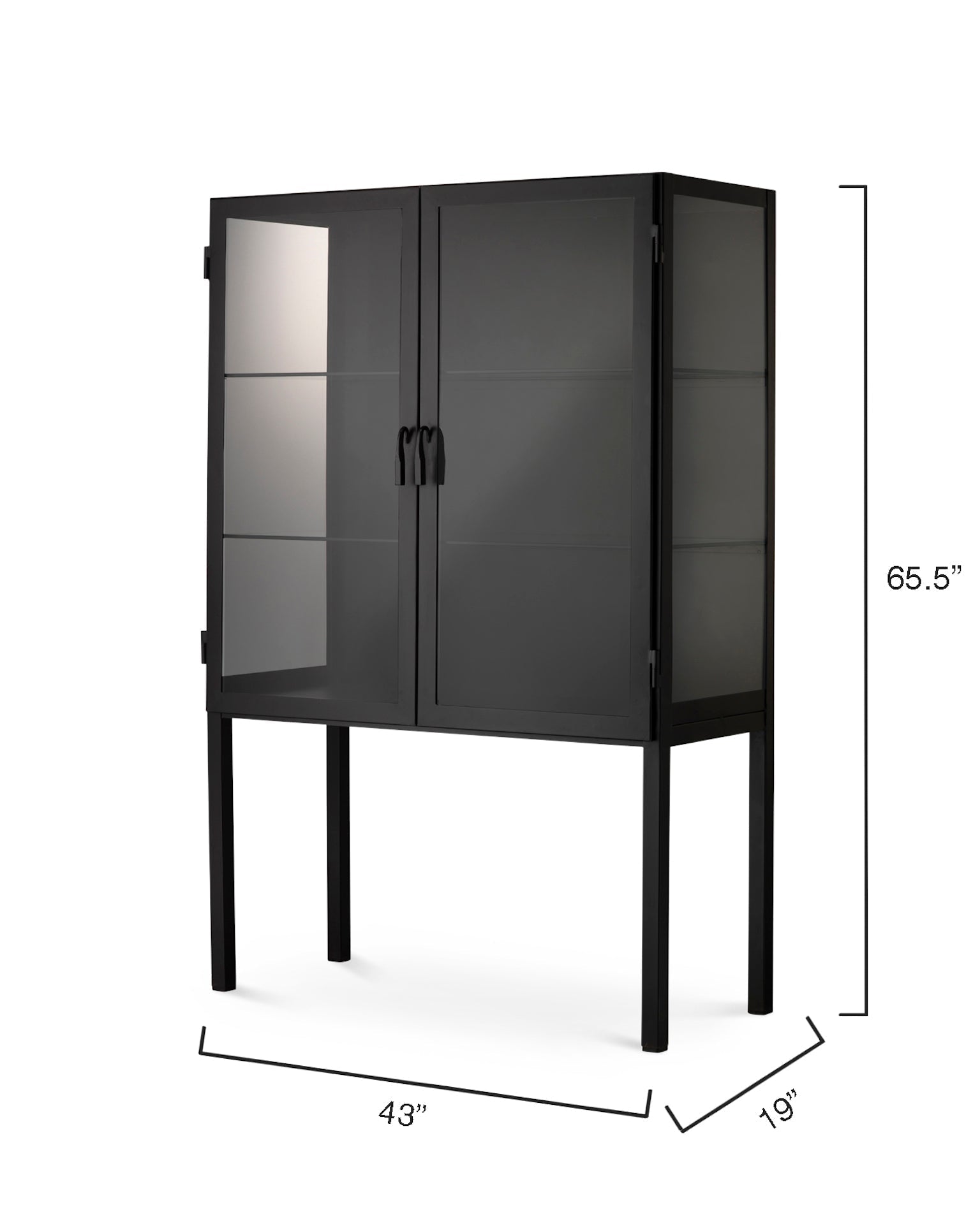 Chauncey Wide Curio Bar Cabinet-Black