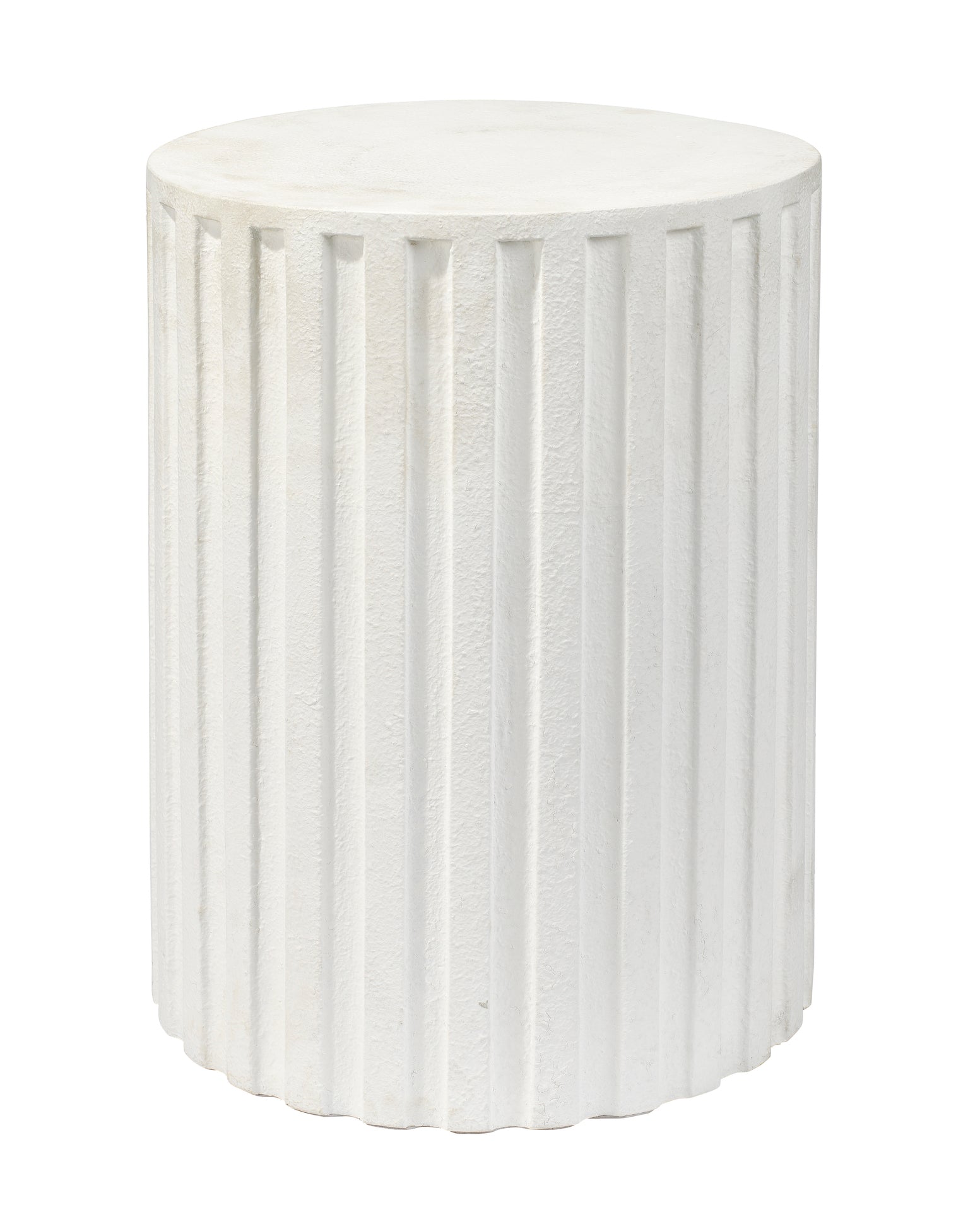 Fluted Column Side Table-White-20FLUT-STW
