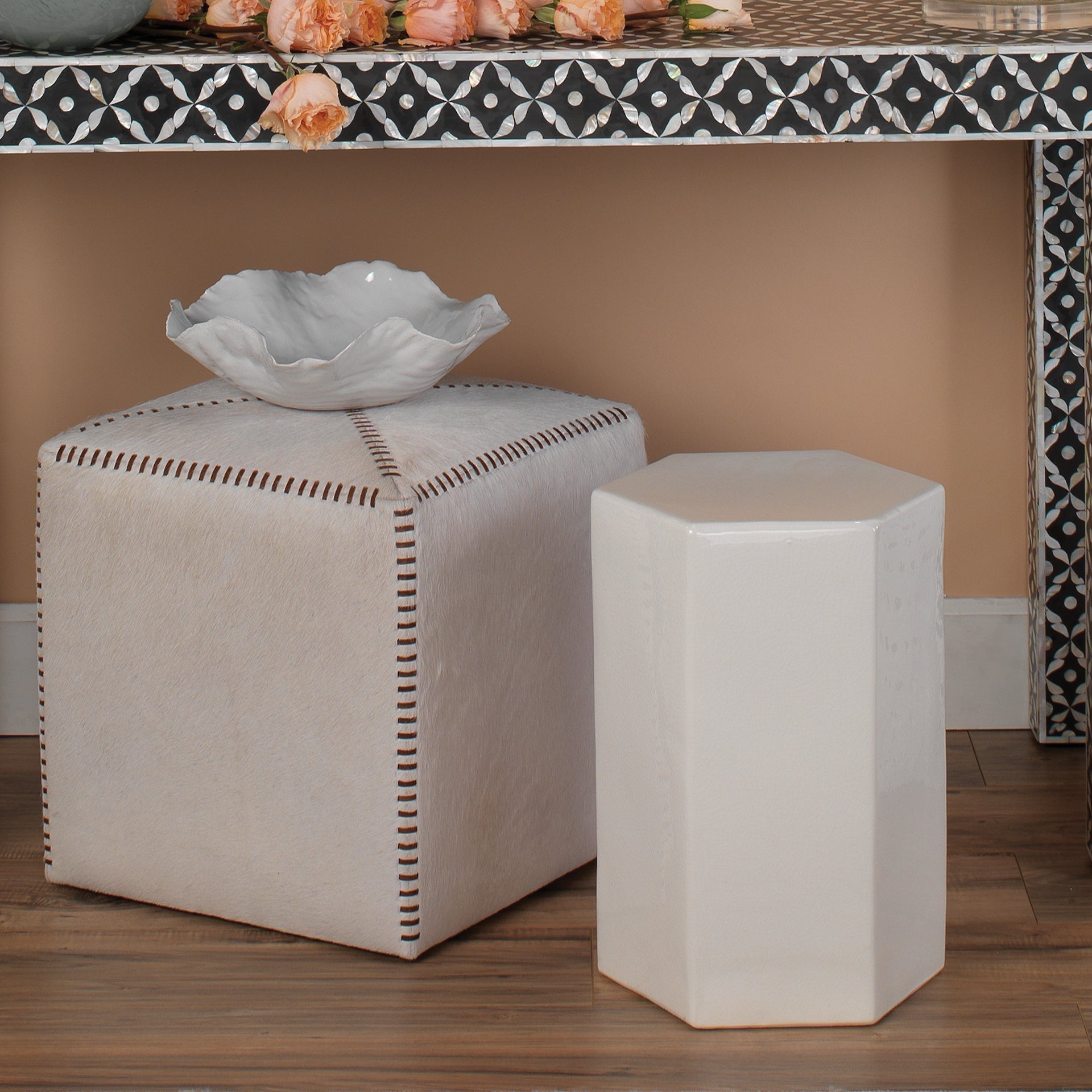 Porto Side Table-White, Small