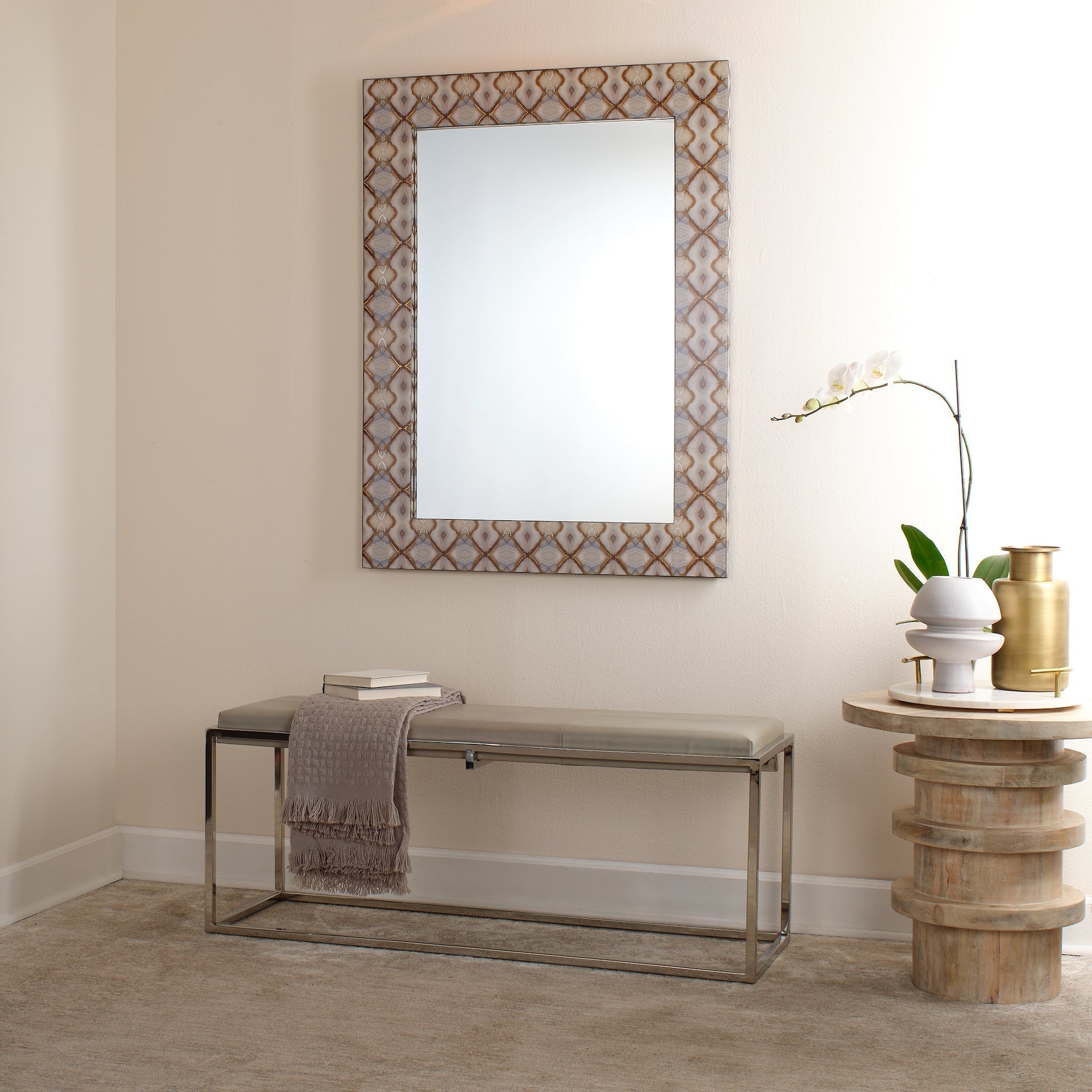 Shelby Bench-Grey and Nickel