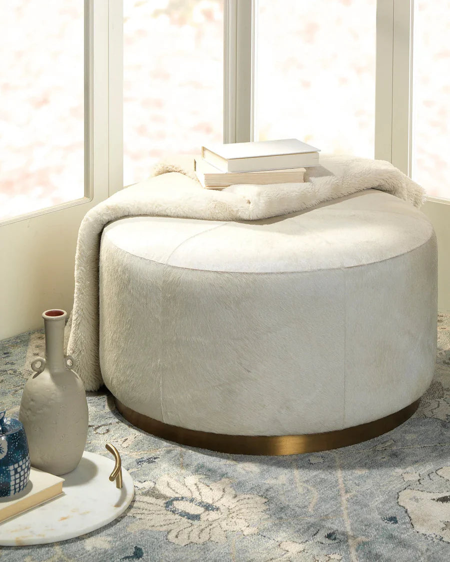 Thackeray Round Pouf-White-20THAC-LGWH