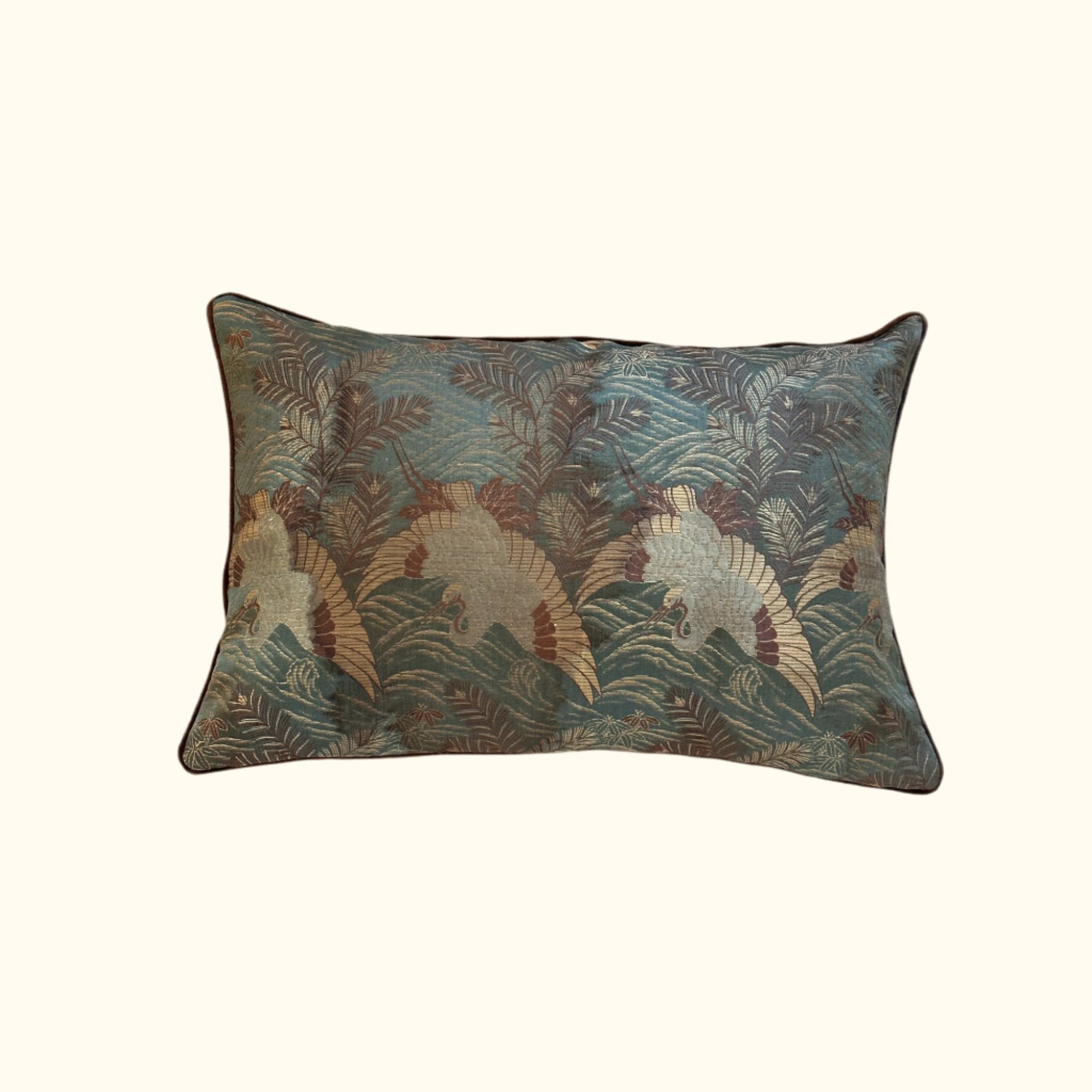 Antique Silk Brocade Pillow - 16x24 - Japan - 2572a