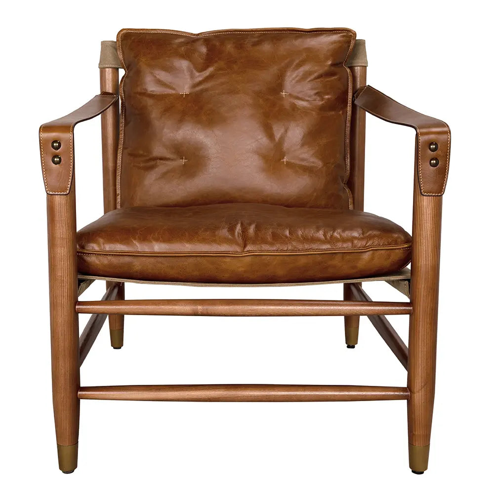 Luther Chair, Cuba Brown Leather with Canvas