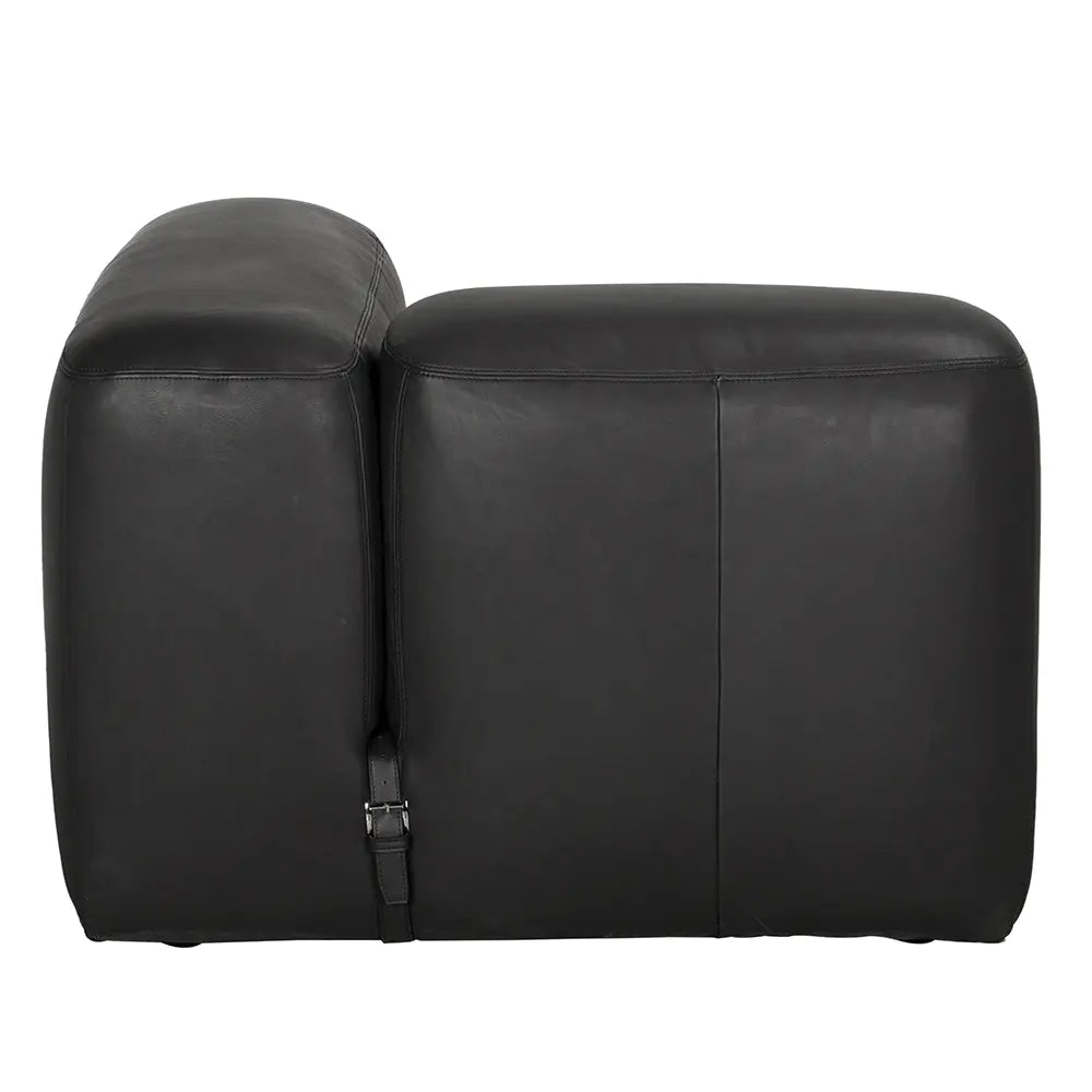 Augustus Modular Sofa, Left Corner, Santosa Matte Black Leather