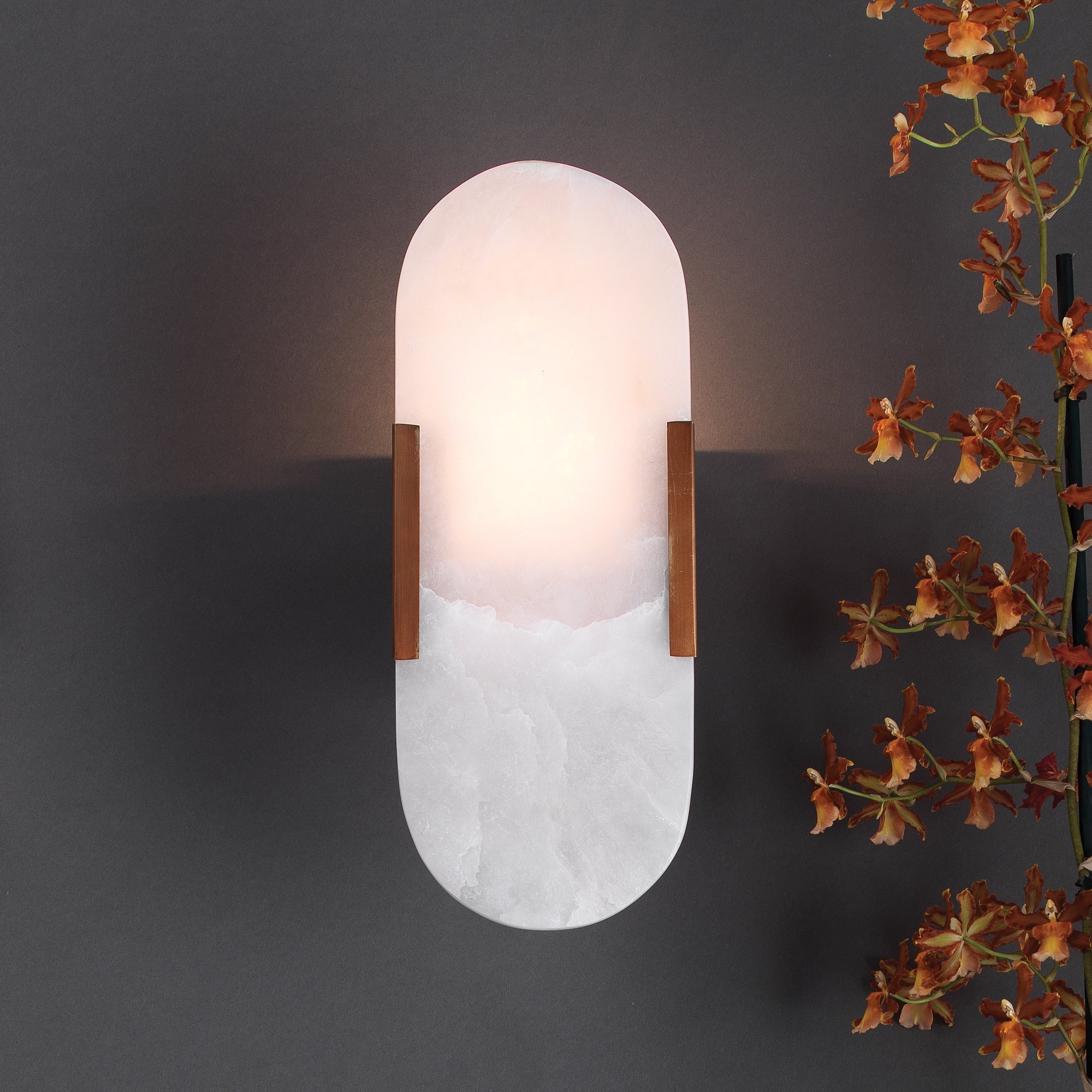 Delphi Wall Sconce-Antique Brass-White