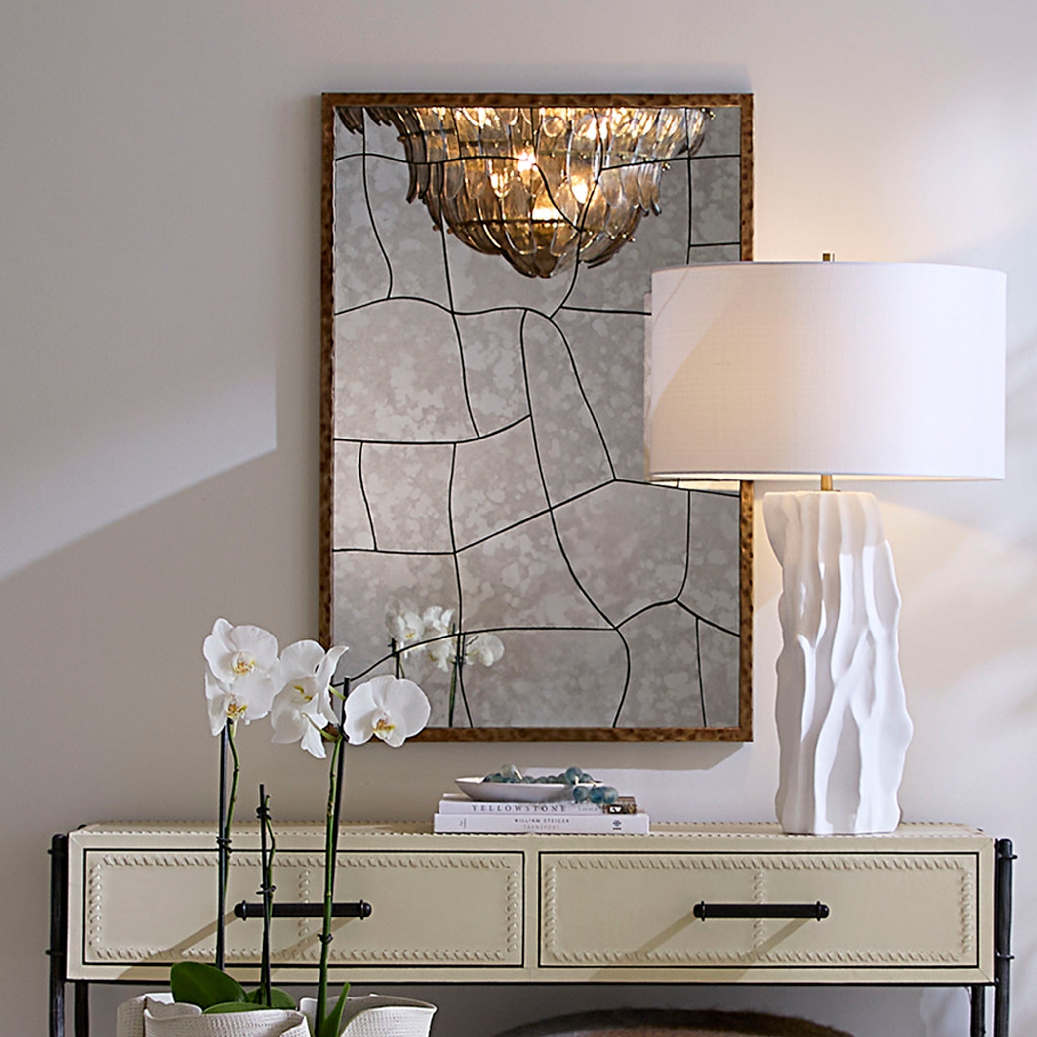 Fractured Hammered Iron Rectangle Wall Mirror