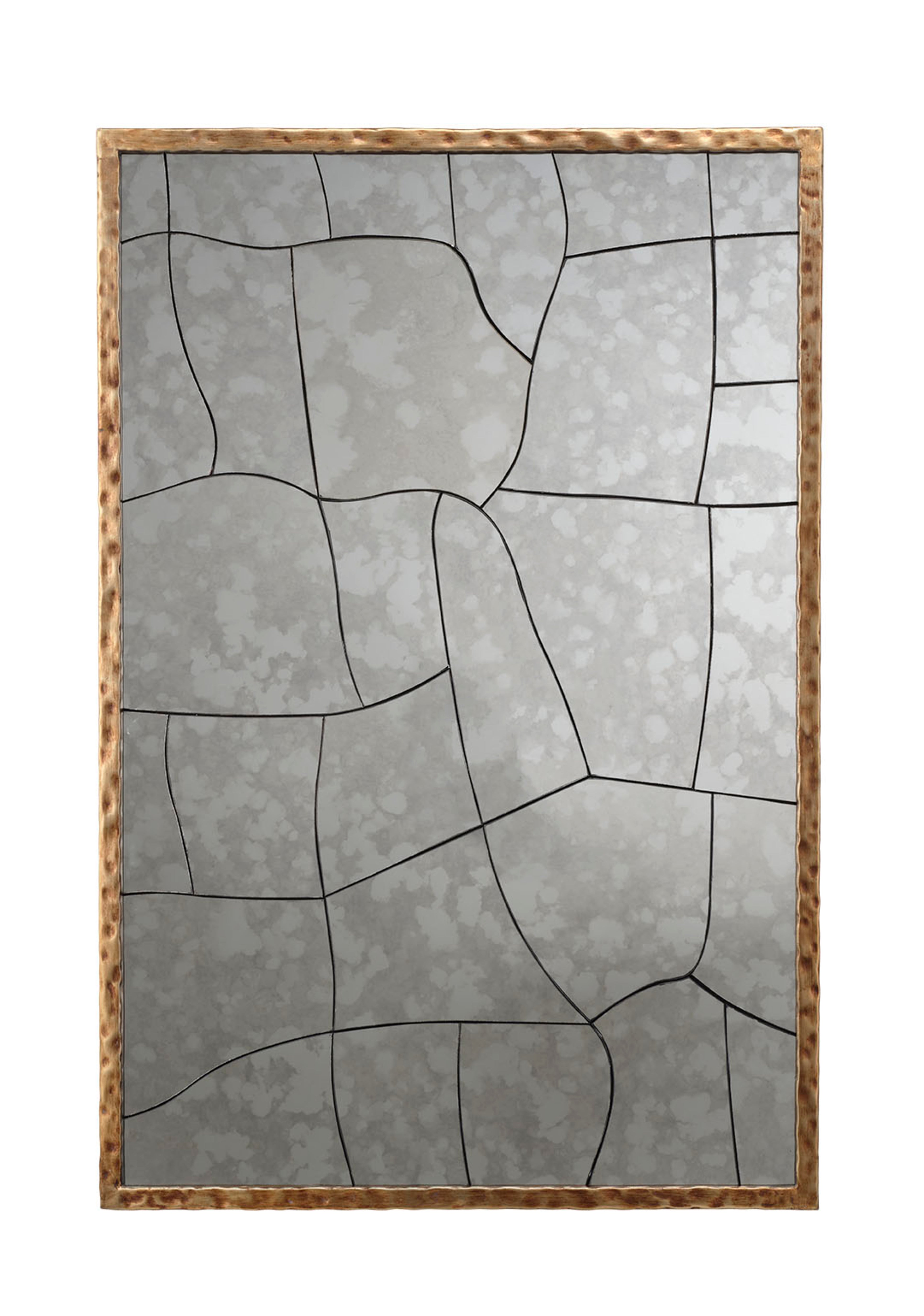 Fractured Hammered Iron Rectangle Wall Mirror