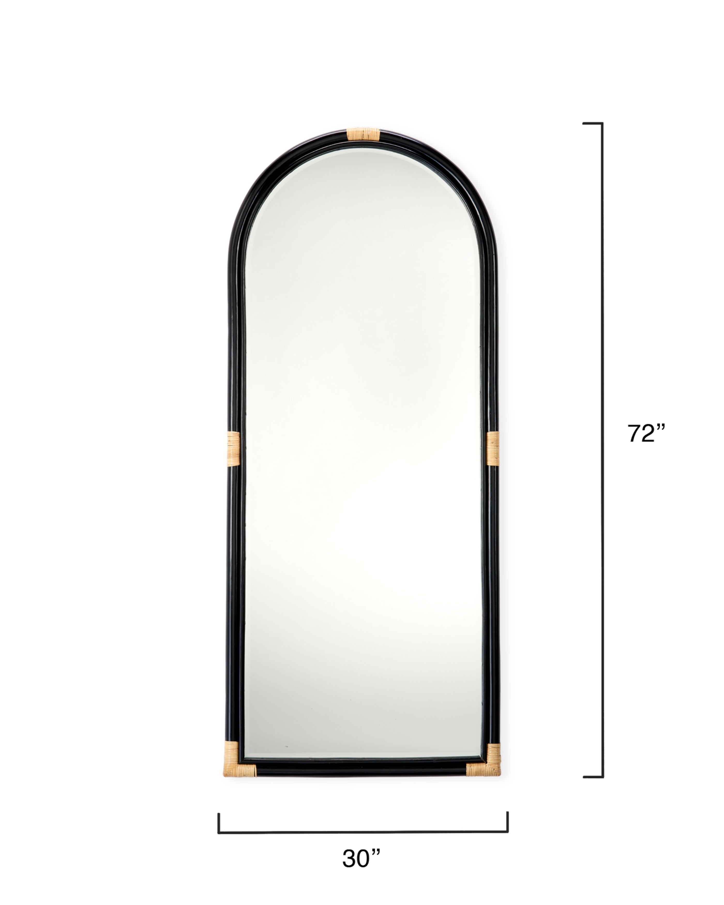 Saltwater Rattan Floor Mirror, Black