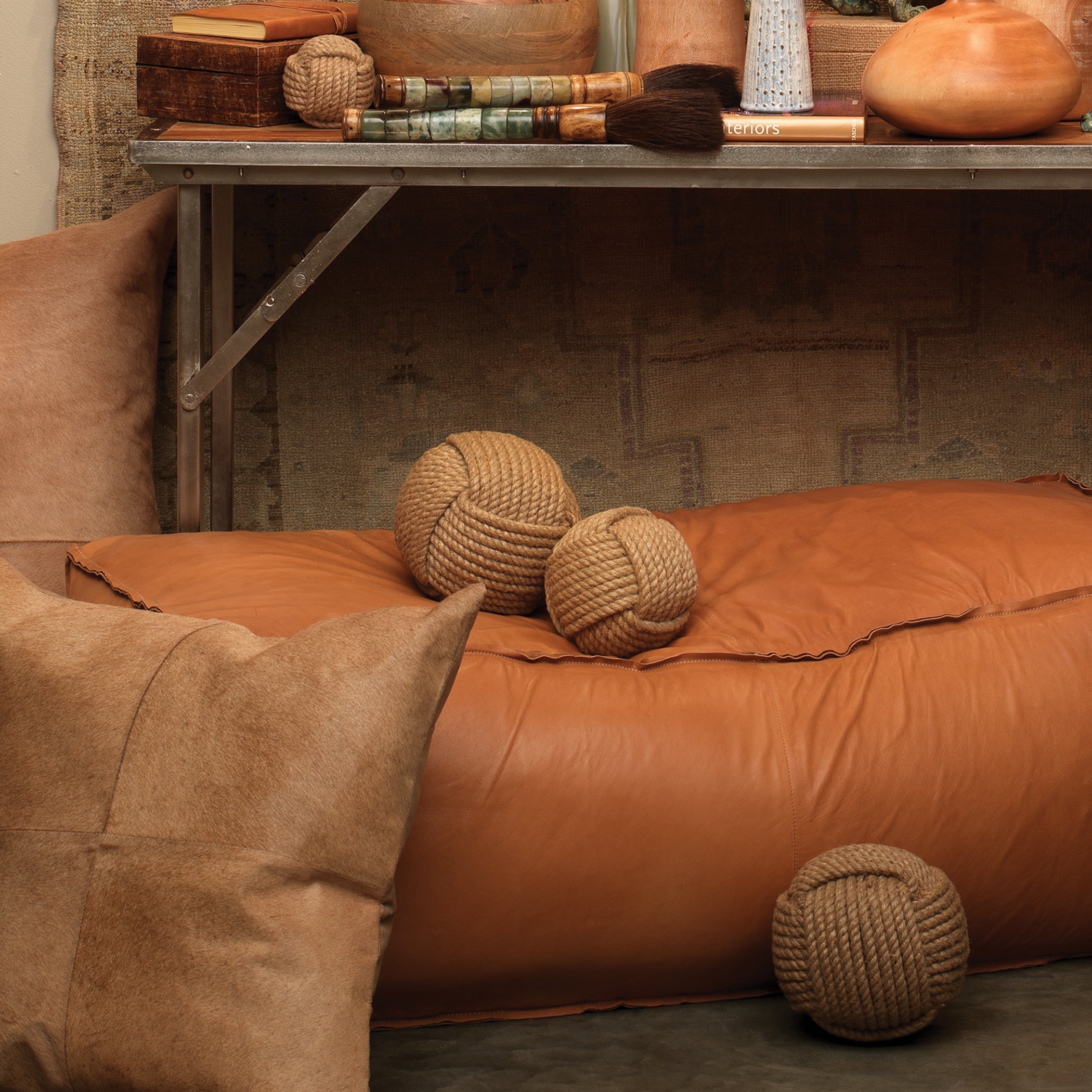 Jute Balls, Set of 3-Brown