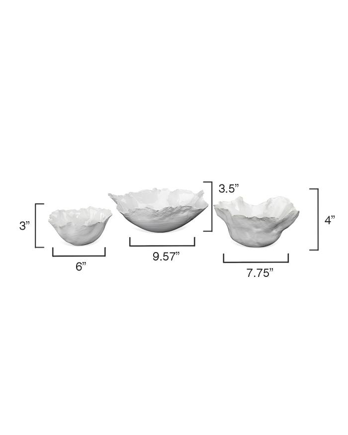 Fleur Ceramic Bowls, Set of 3-White