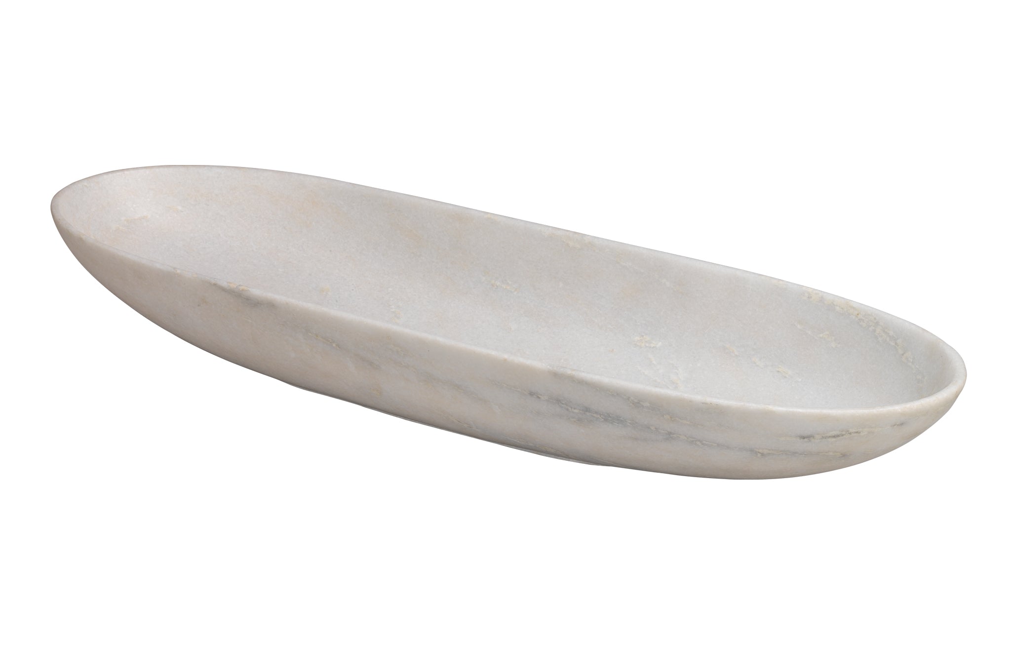 Long Oval Marble Bowl-White-7LONG-BOW