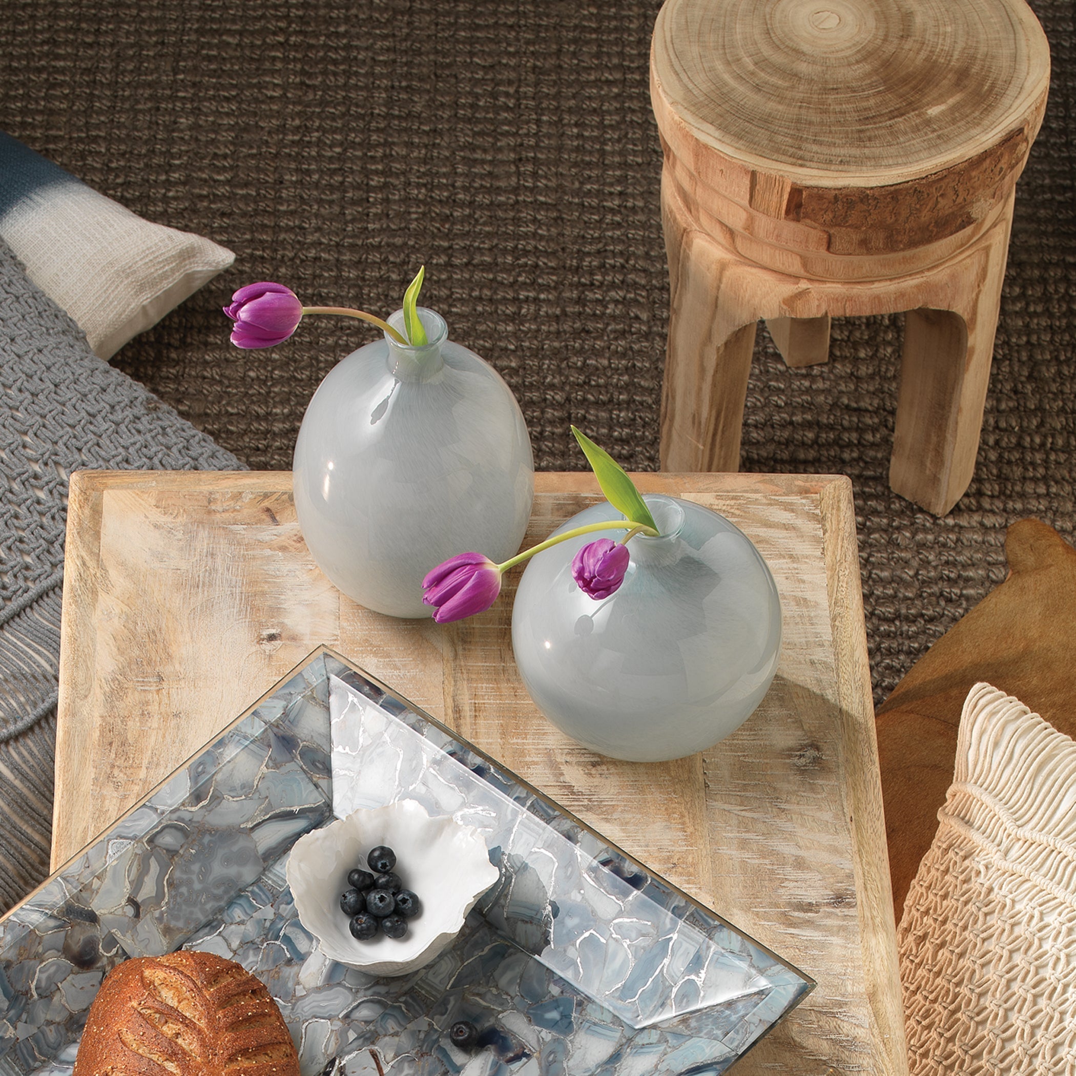 Minx Decorative Vases, Set of 2-Grey-7MINX-VAG