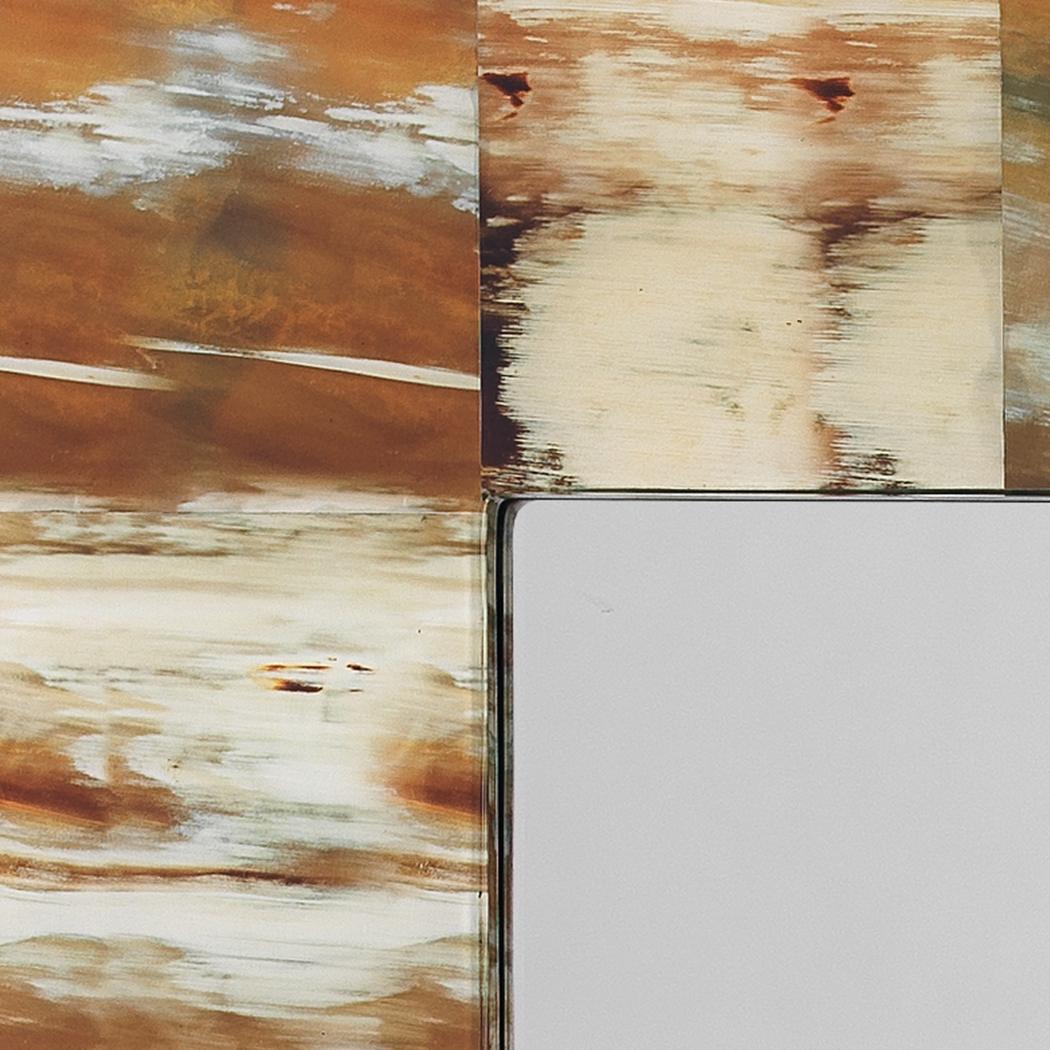 Md Rect. Mirror-Faux Horn-Brown