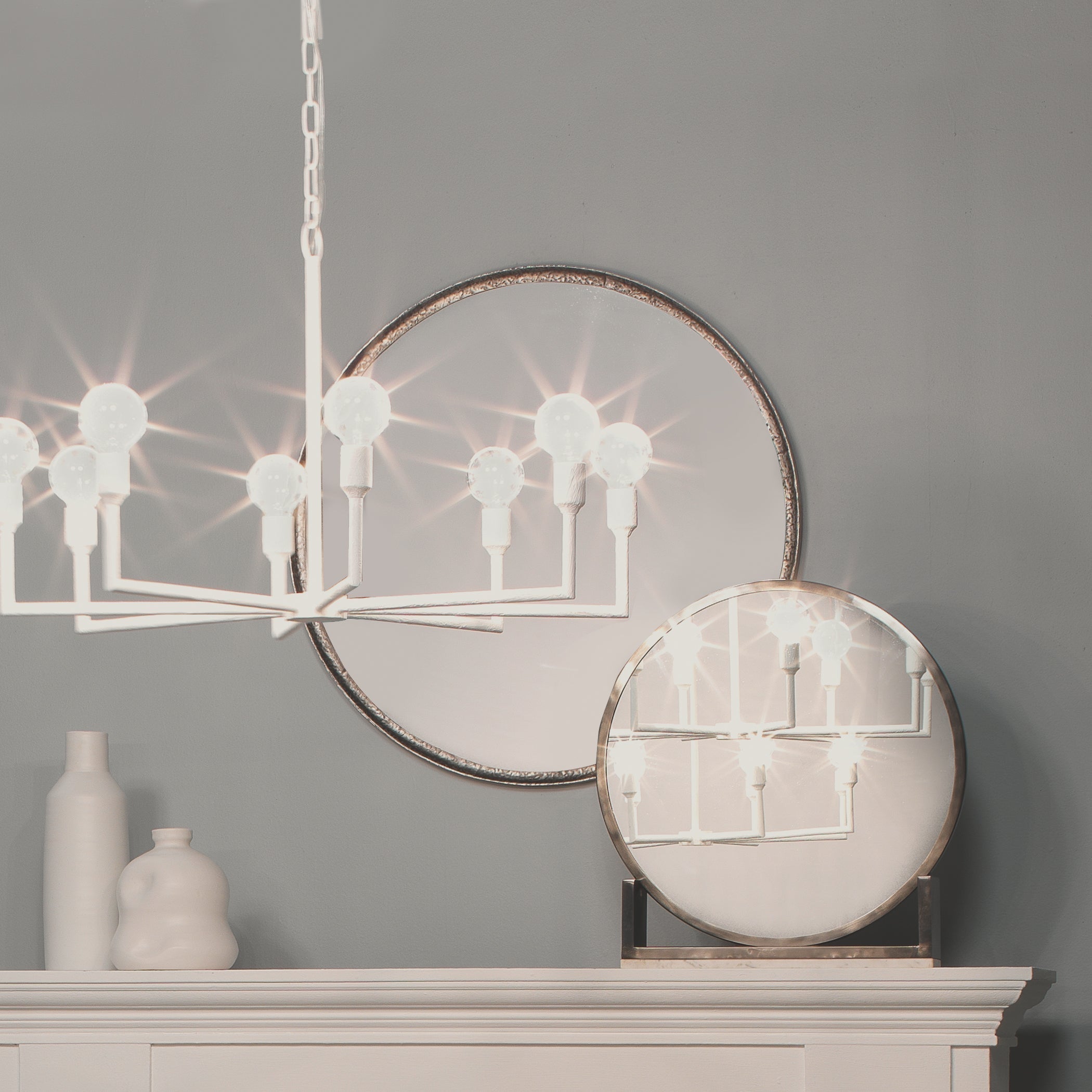 Refined Round Mirror-Silver