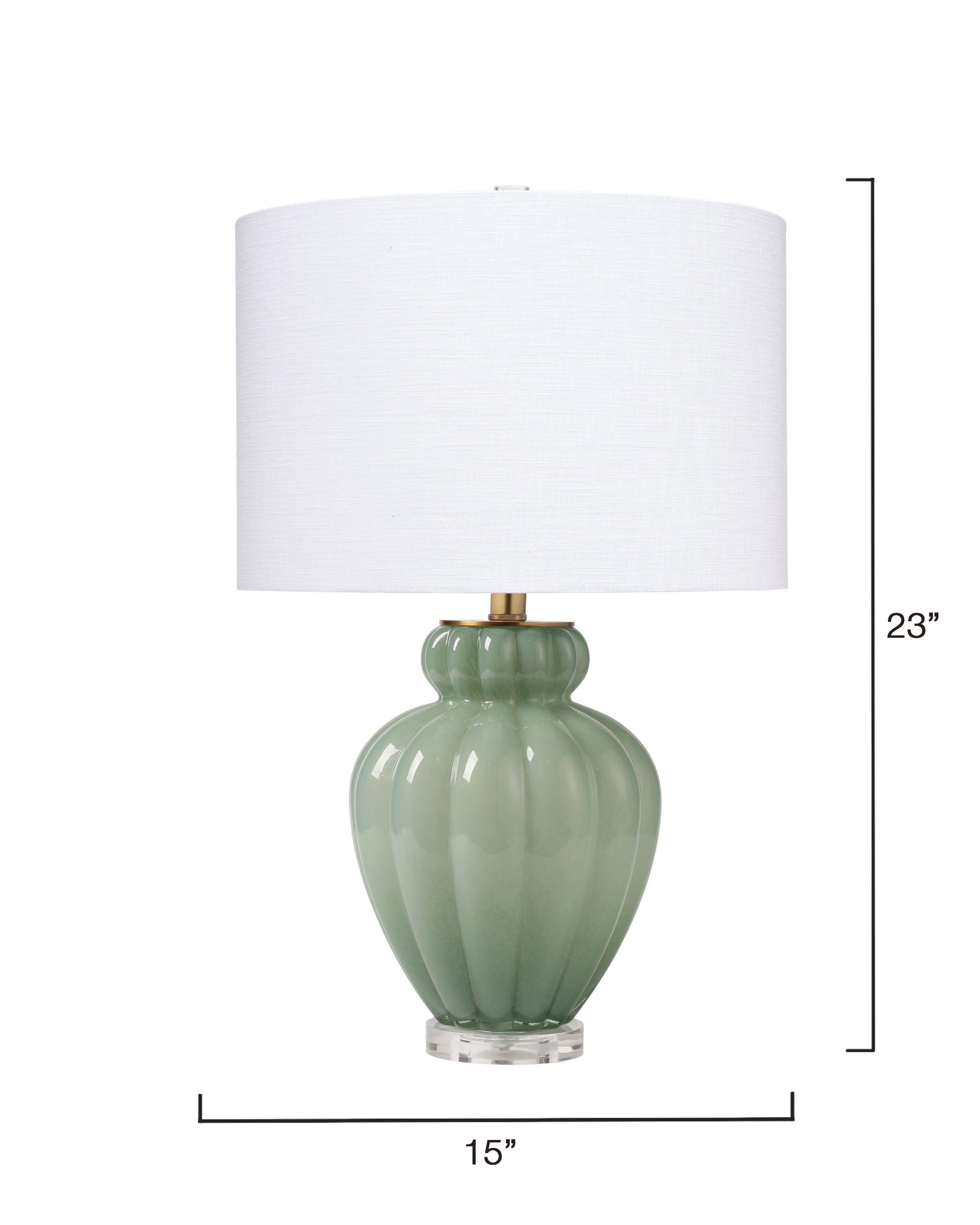 Agnes Blown Glass Table Lamp with Linen Shade, Celadon