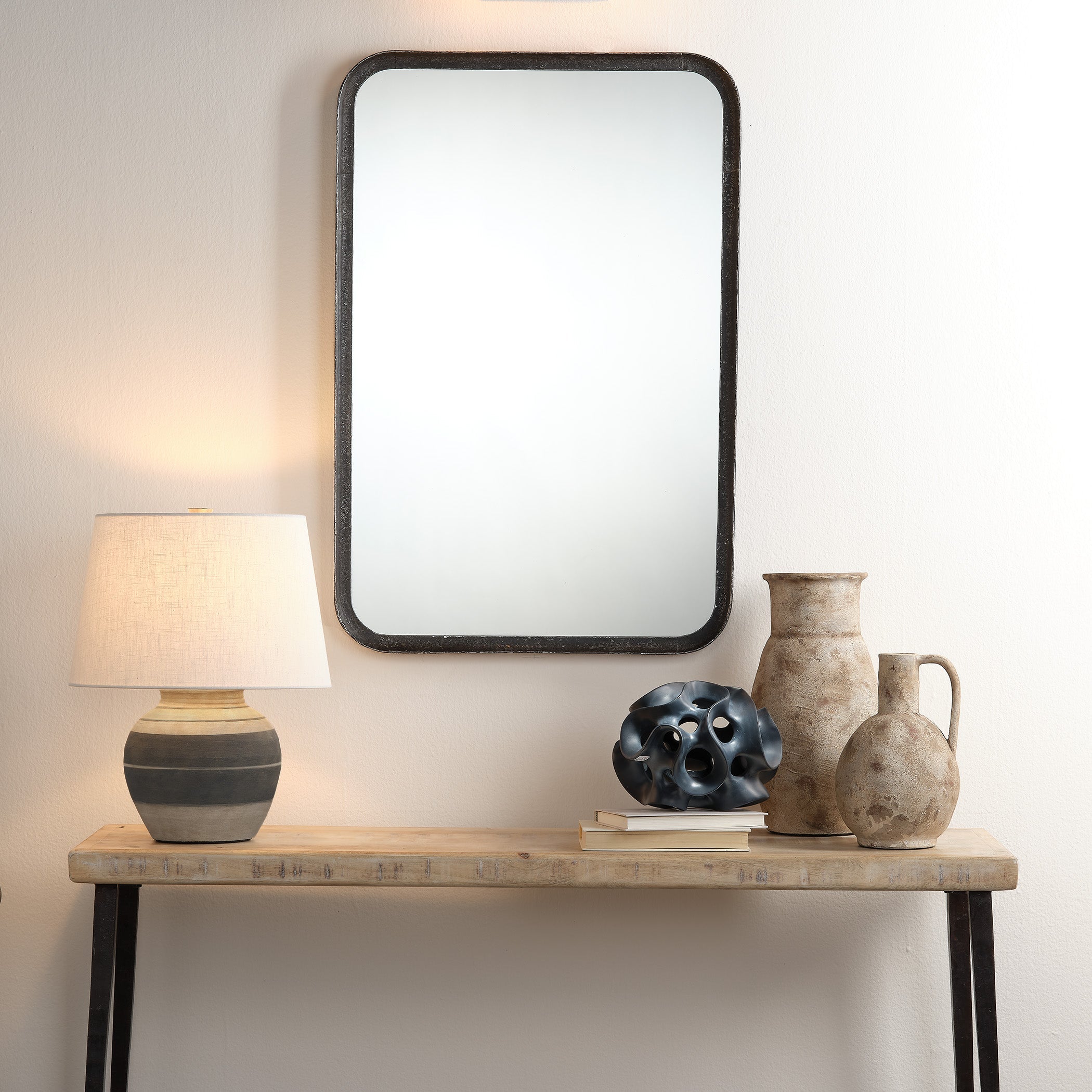 Bernard Table Lamp-Beige and Dark Grey