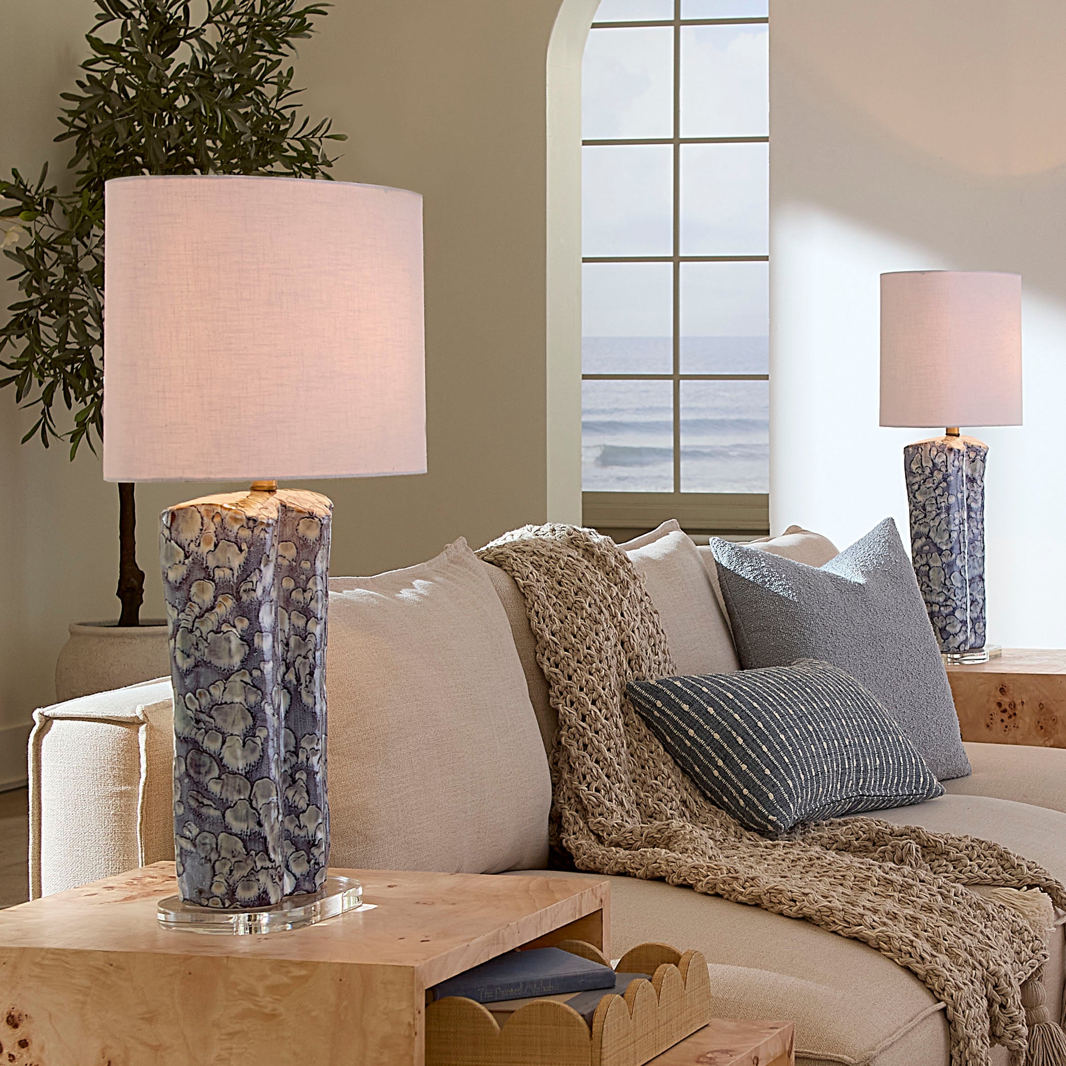 Flurry Ceramic Table Lamp with Linen Shade