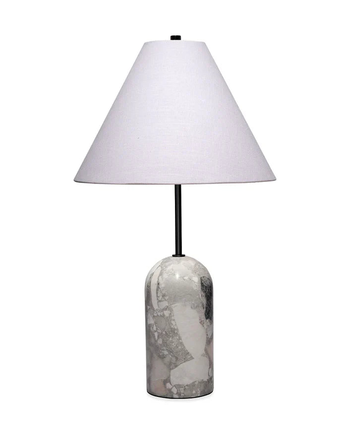 Holt Travertine Table Lamp with Linen Shade