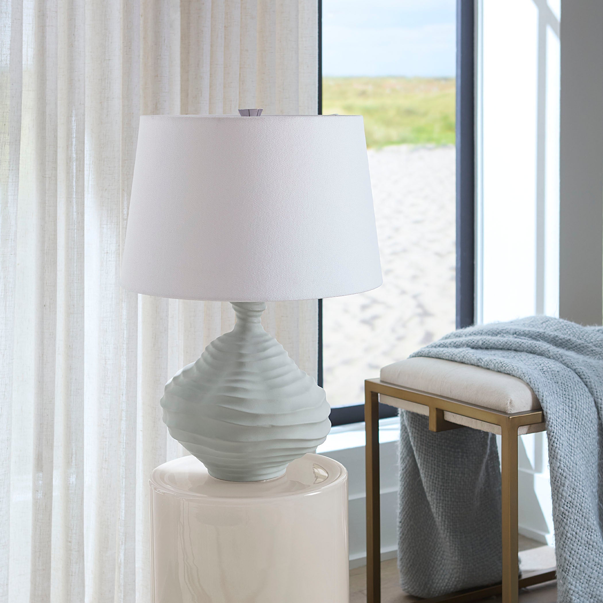 Oasis Ceramic Table Lamp with Linen Shade